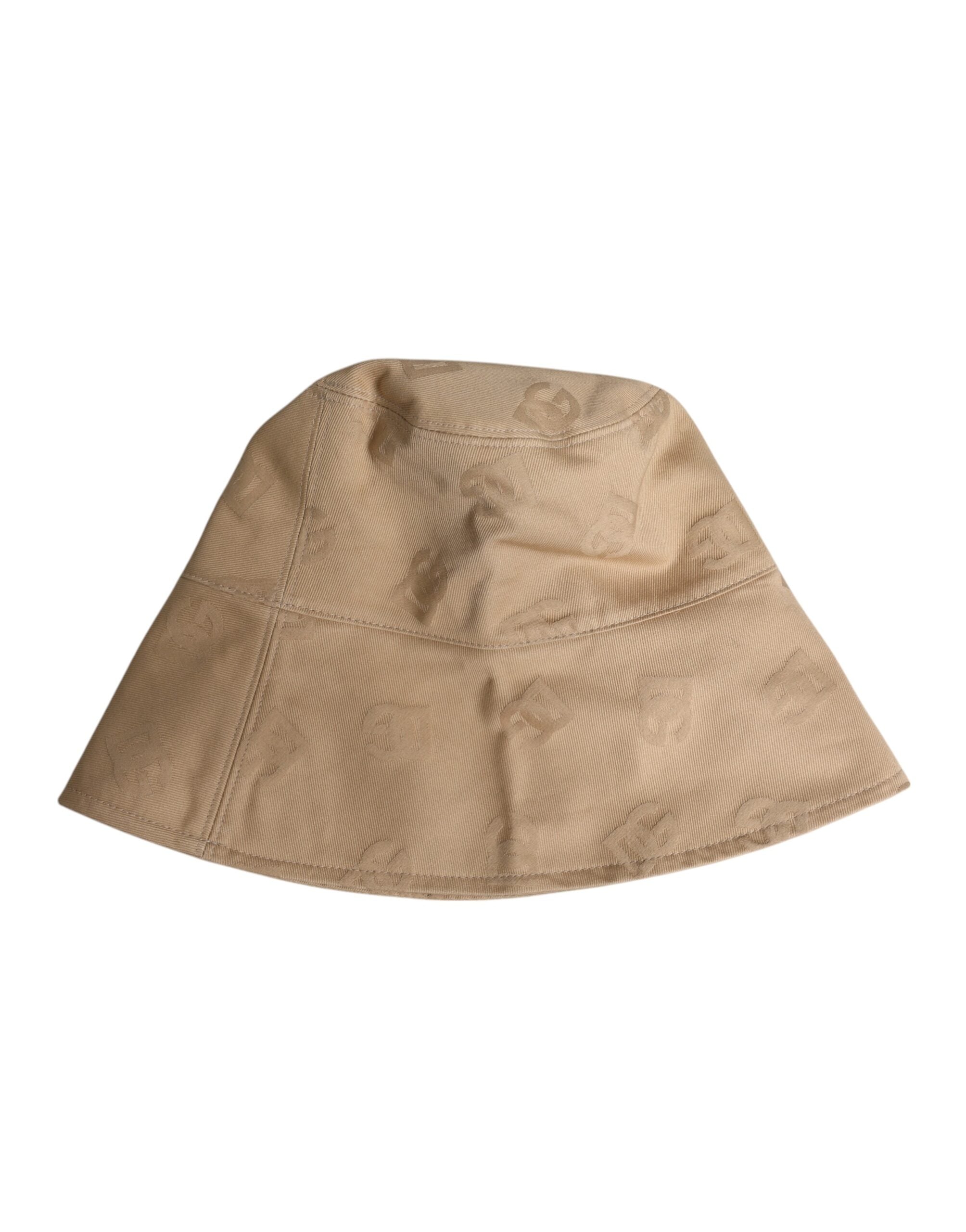 Dolce & Gabbana Beige Logo Monogram Cotton Bucket Cap