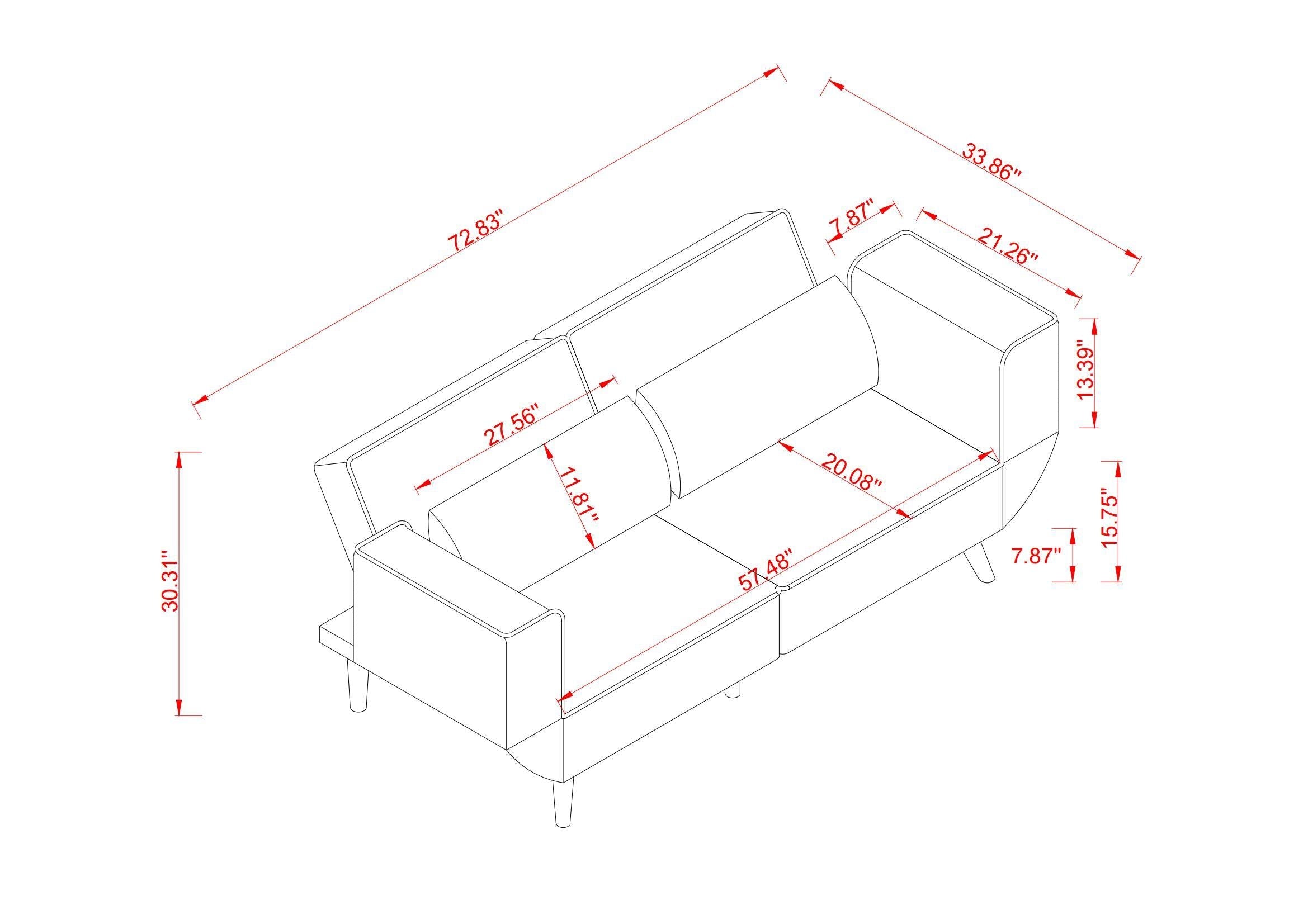 72.8''Futon Sofa Bed, Sleeper Sofa, Small Couch with Adjustable Armrests, Adjustable Recliner Sleeper Sofa Bed for Living Room, Bedroom, Apartment, Navy Blue