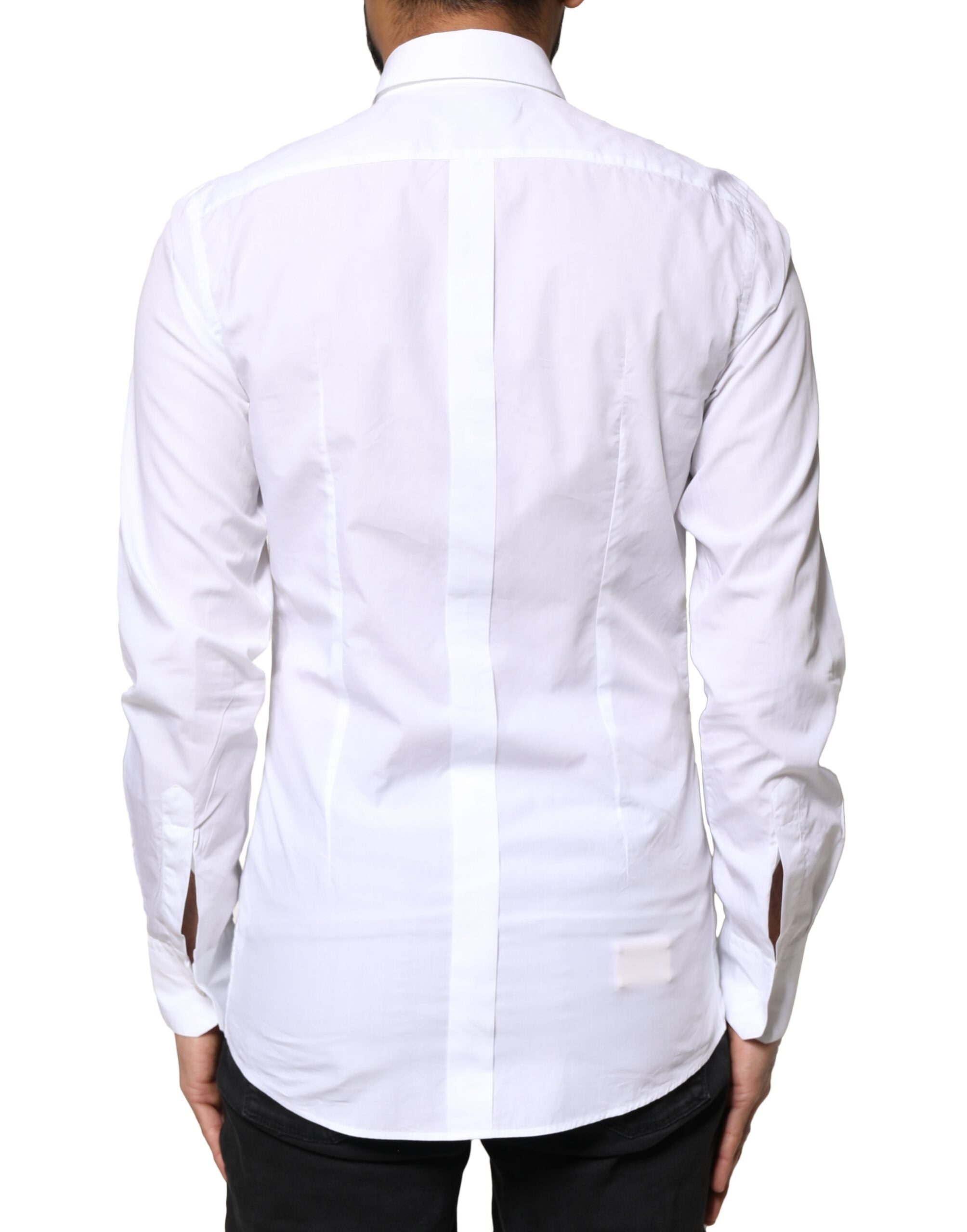 Dolce & Gabbana White Cotton Peacock Feather GOLD Formal Shirt