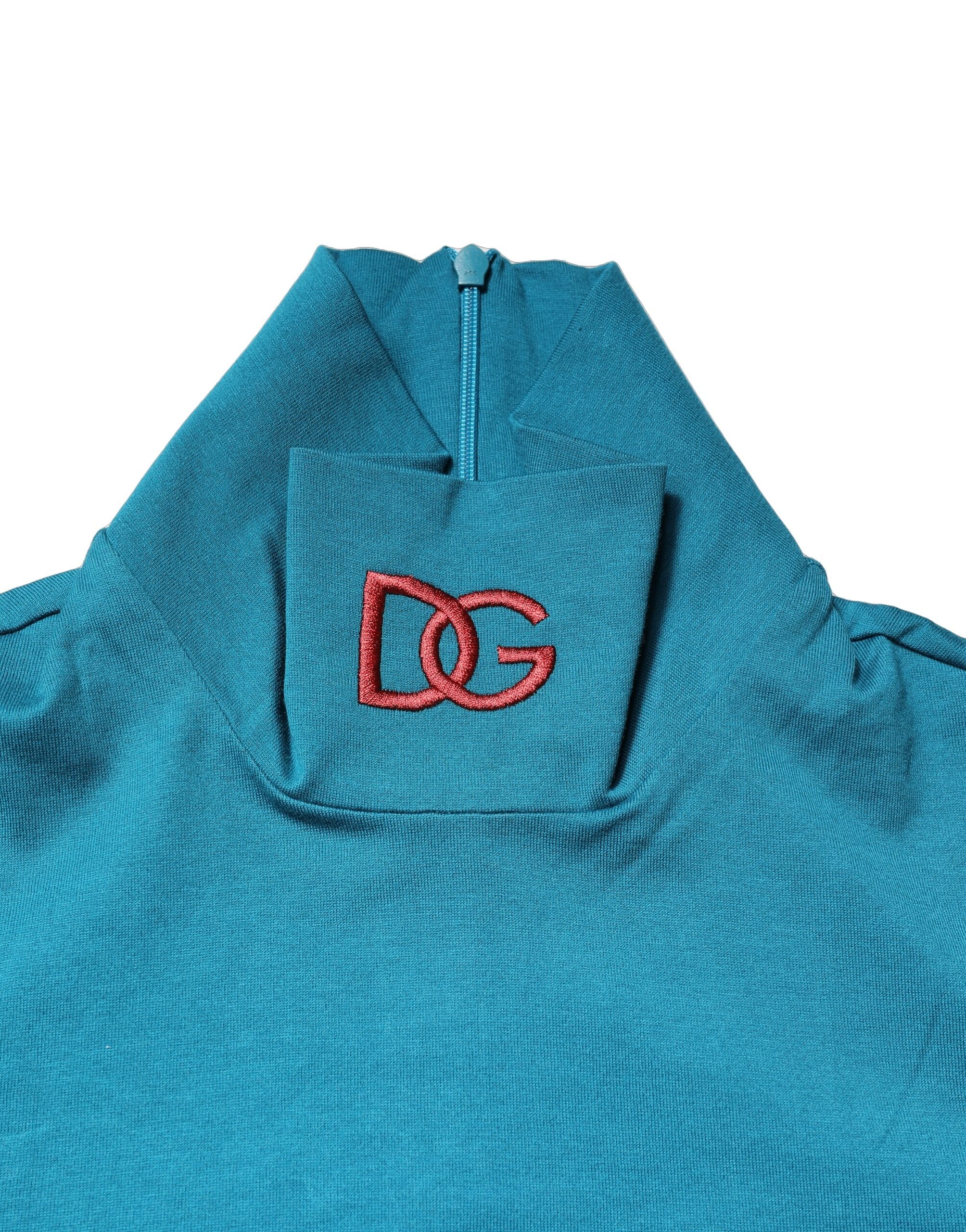 Dolce & Gabbana Blue Cotton Turtleneck Long Sleeves Sweater