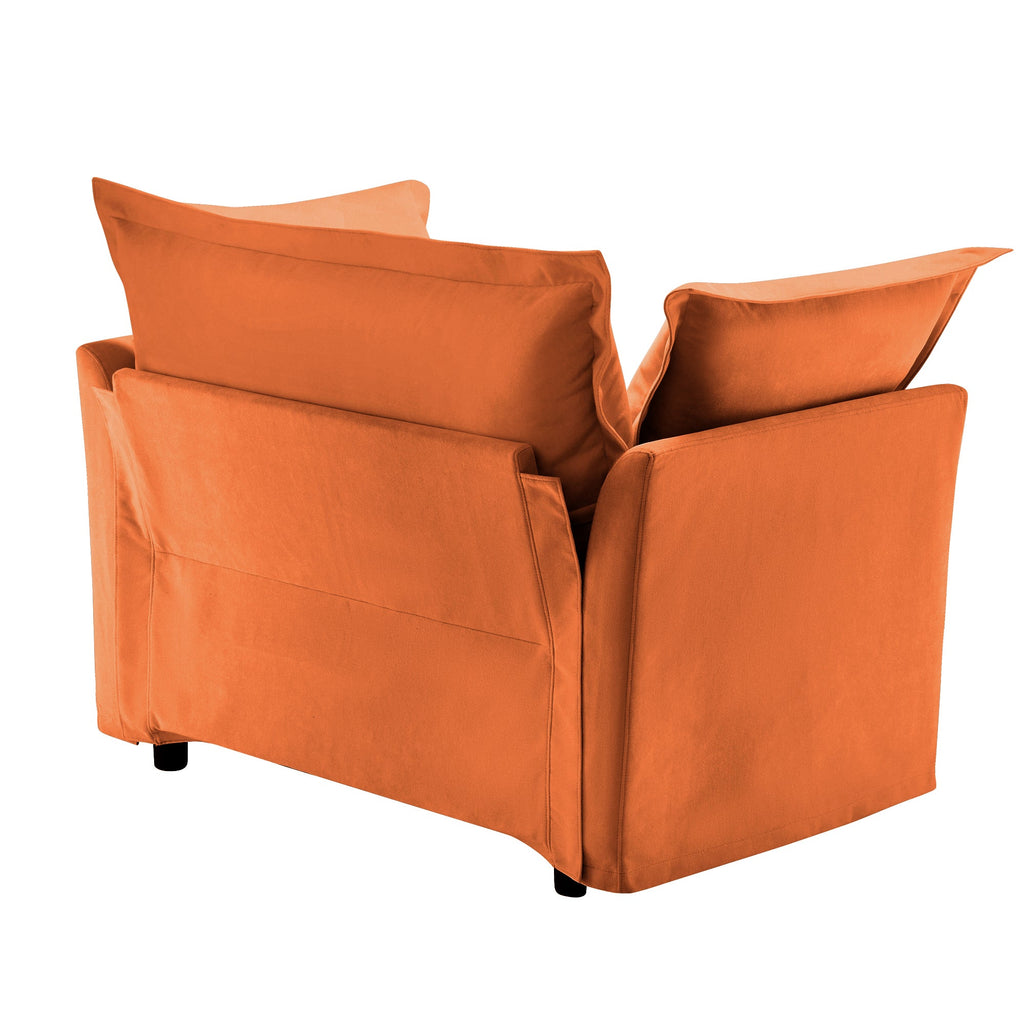 Set of 2 Slipcovered Armchairs,Deep Seat Accent Chair Set for Living Room, Reading Room, Bedroom and Working Spaces,Armchair Sets with Large Soft Pillows,Chenille Fabric,Orange