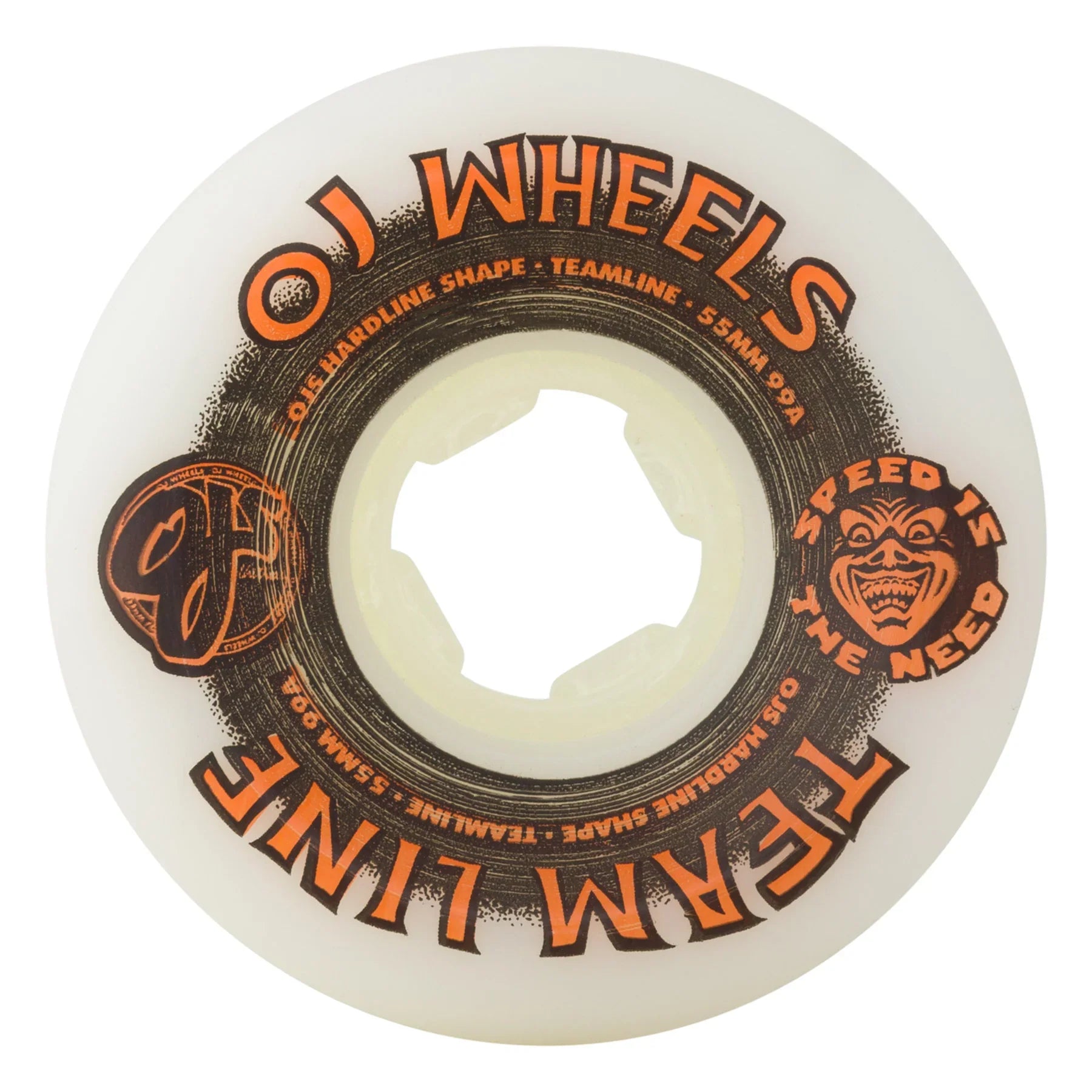 OJ Wheels Team Line Original Hardline 55mm 99a - White/Black/Orange (Set of 4)