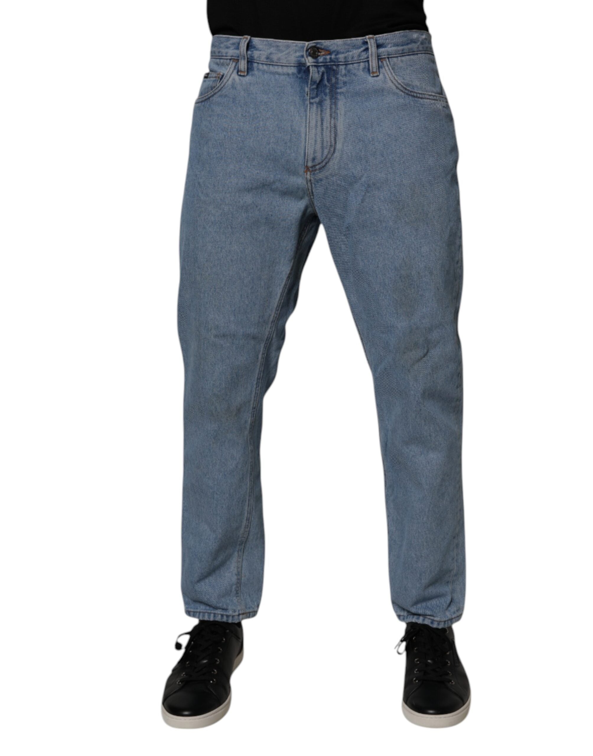 Dolce & Gabbana Blue Cotton Skinny Men Denim Mid Waist Jeans
