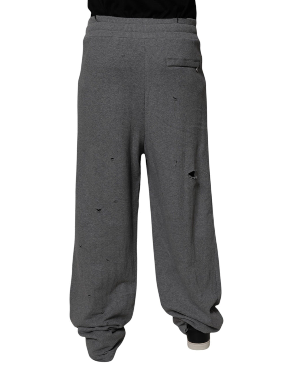 Dolce & Gabbana Gray Cotton RipStyle Straight Sweatpants Pants