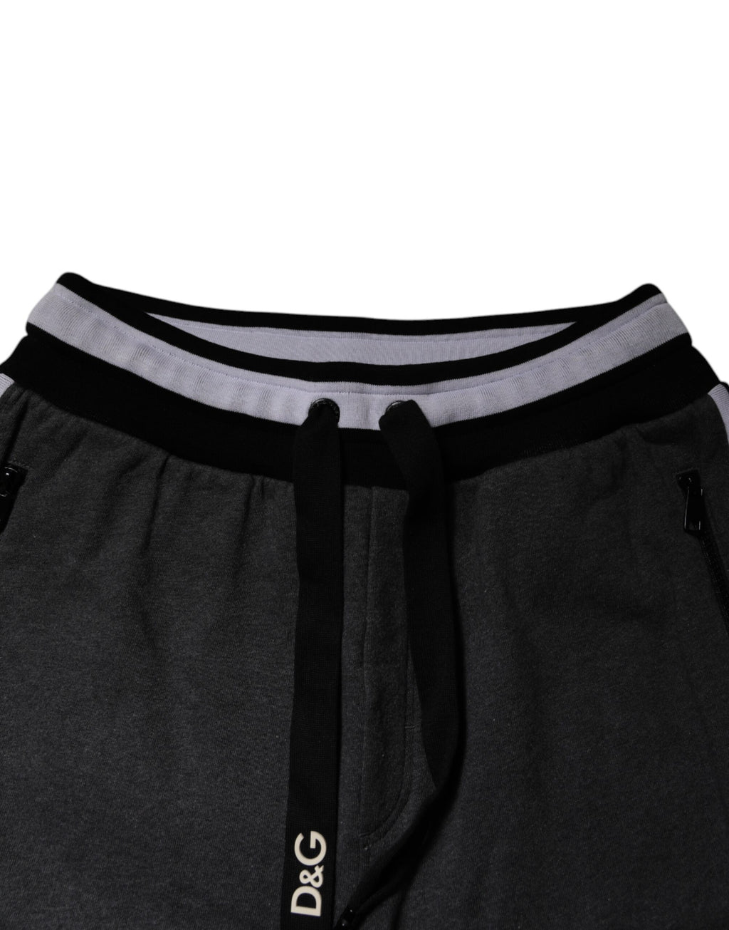 Dolce & Gabbana Black Gray Cotton Layered Men Sweatpants Pants