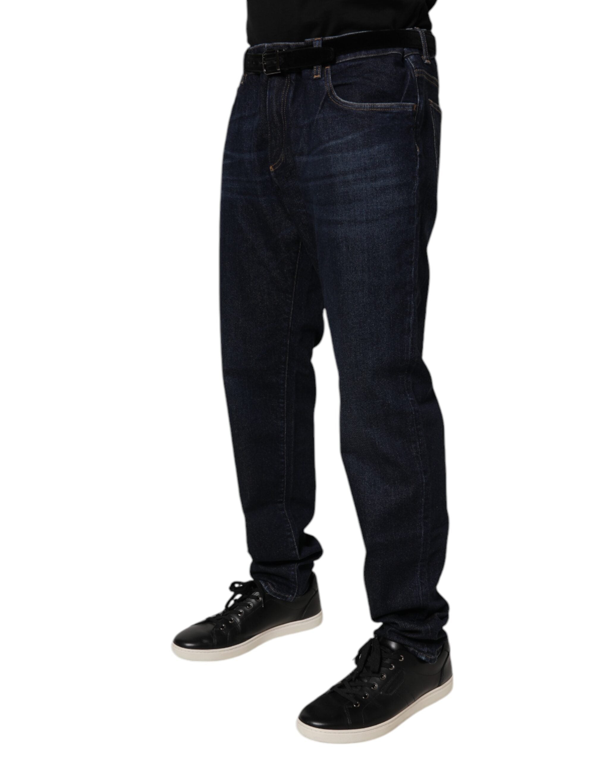 Dolce & Gabbana Dark Blue Cotton Stretch Skinny Denim Jeans