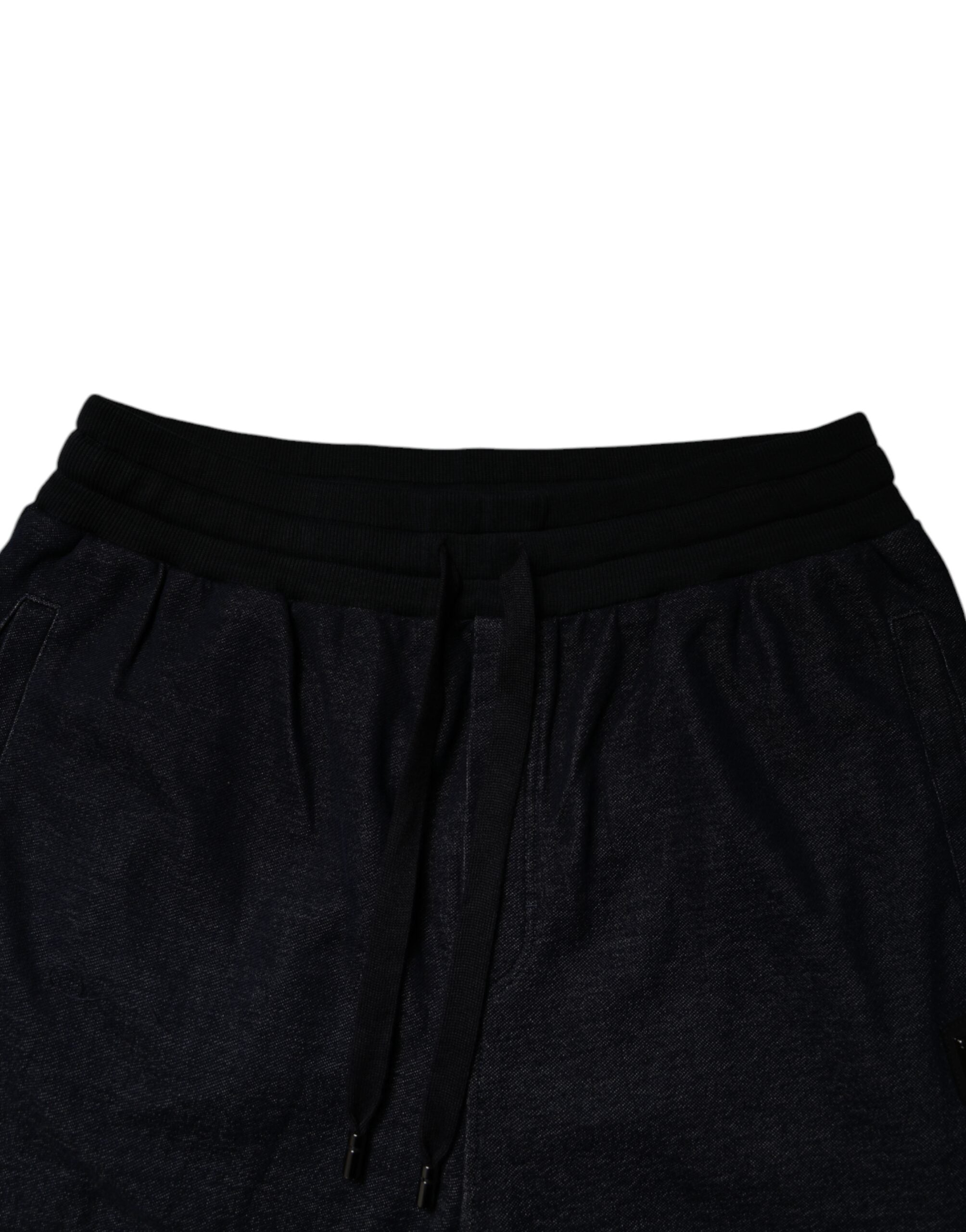 Dolce & Gabbana Black Jacquard Cotton Jogger Sweatpants Pants