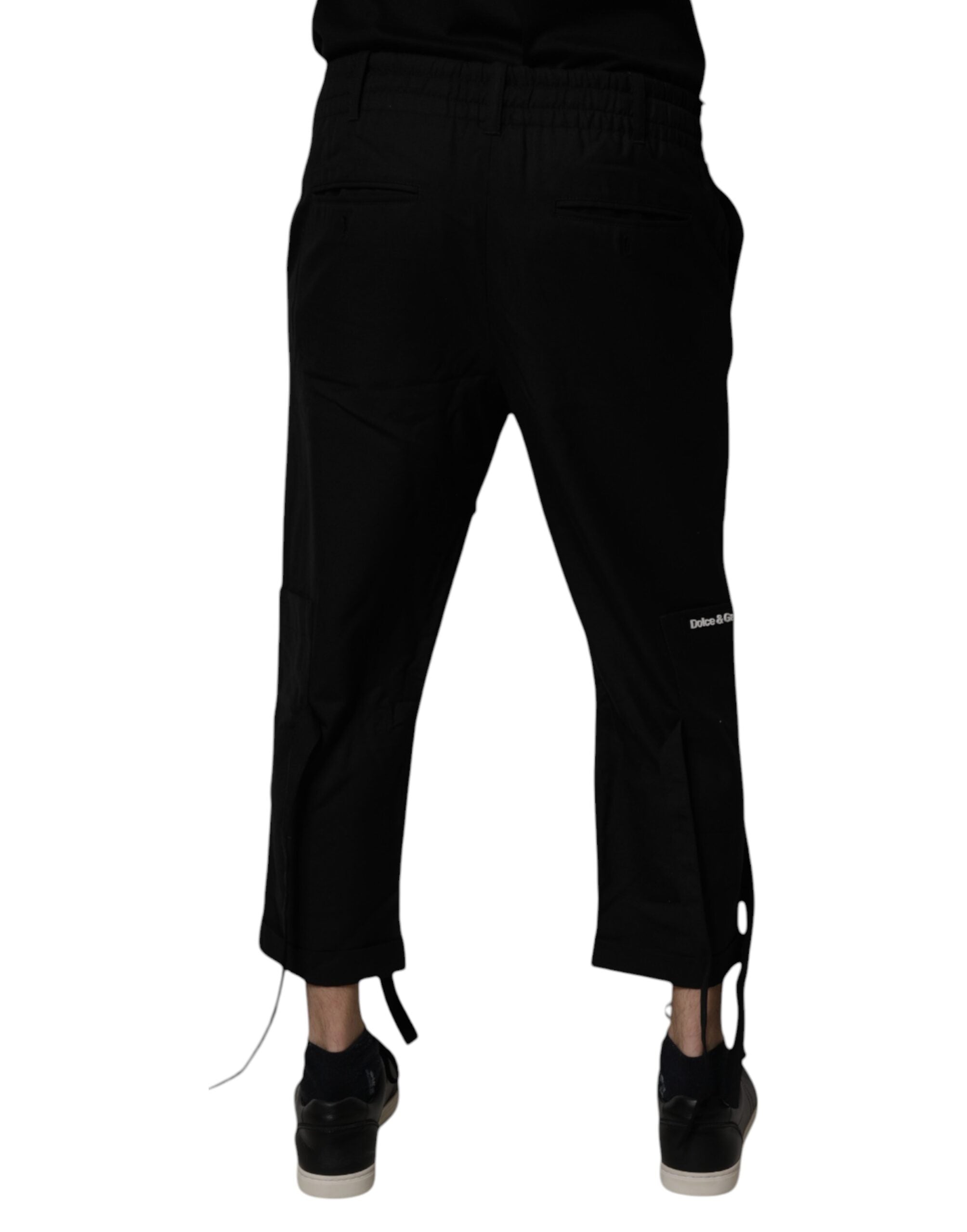 Dolce & Gabbana Black Polyester Men Cropped Pants
