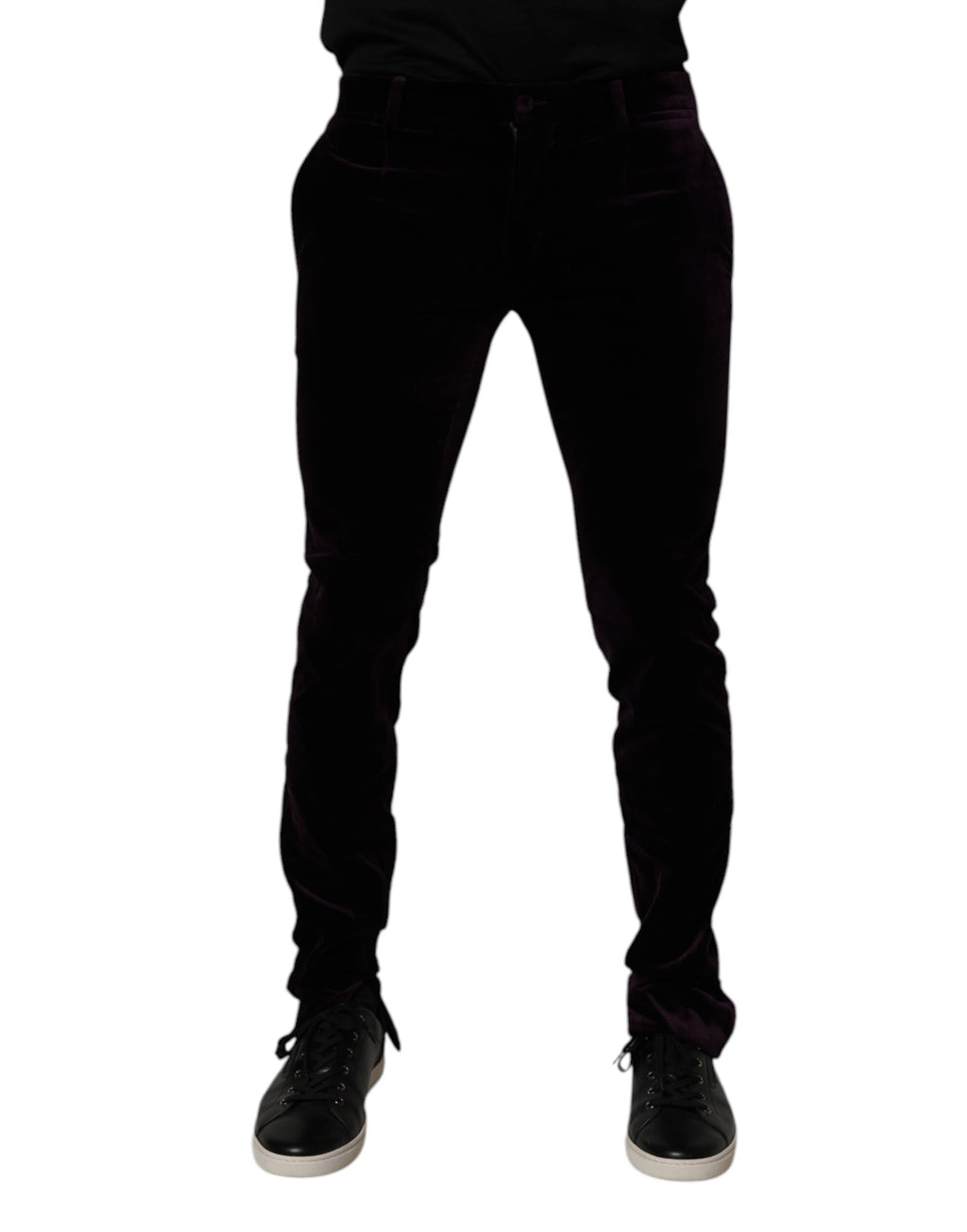 Dolce & Gabbana Violet Velvet Cotton Men Dress Formal Pants