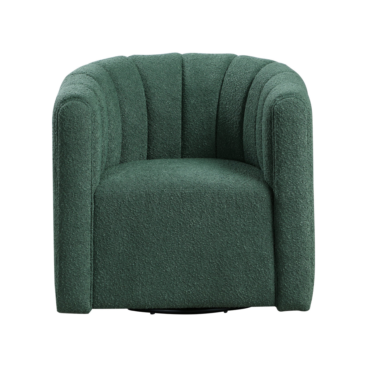 Modern Contemporary Swivel Chair with Ottoman Green Boucle Fabric Upholstery Solid Wood Living Room Furniture