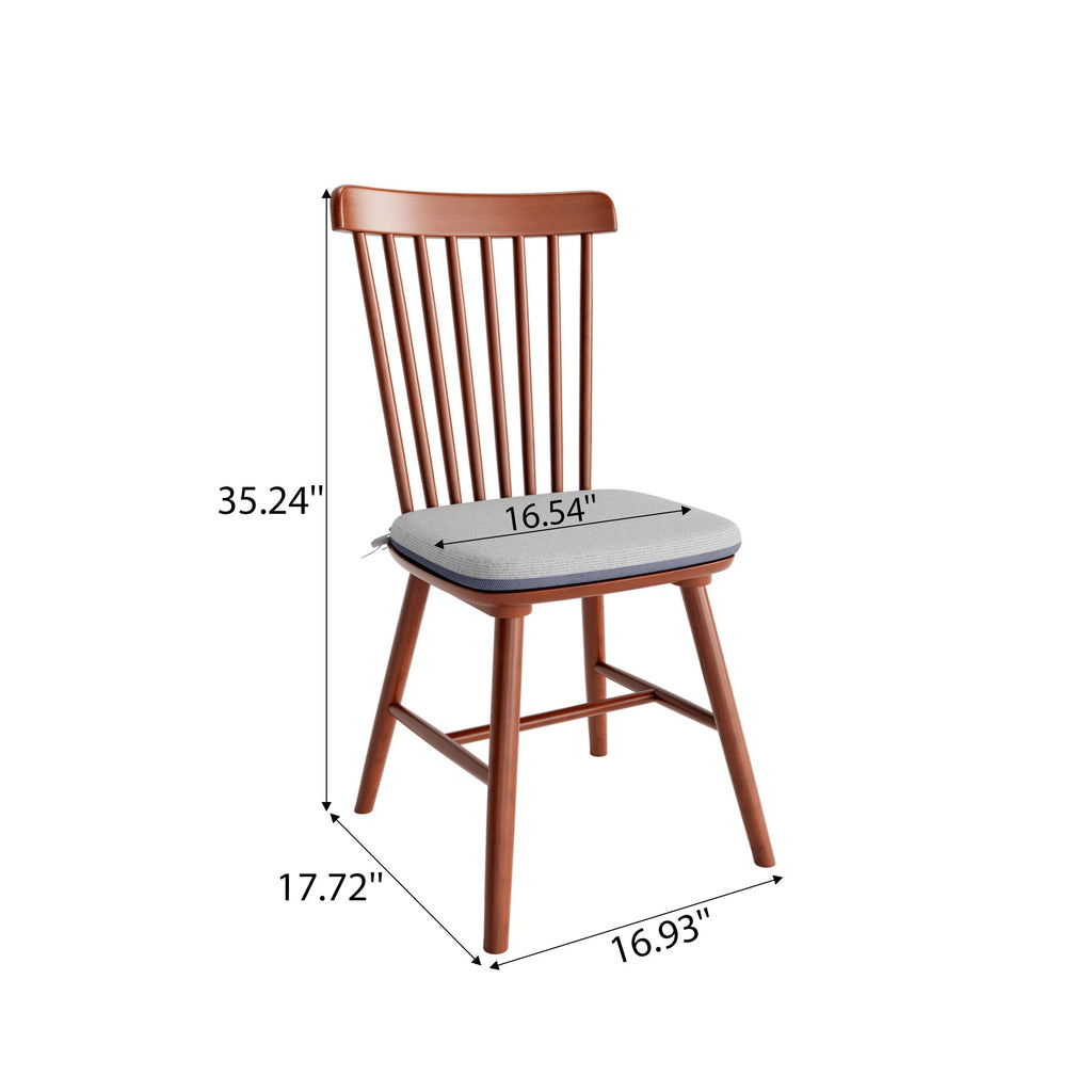 Farmhouse Kitchen Chairs (Pair) - Sturdy Solid Wood Construction with Cushioned Seats, Modern Windsor Back Design- Walnut