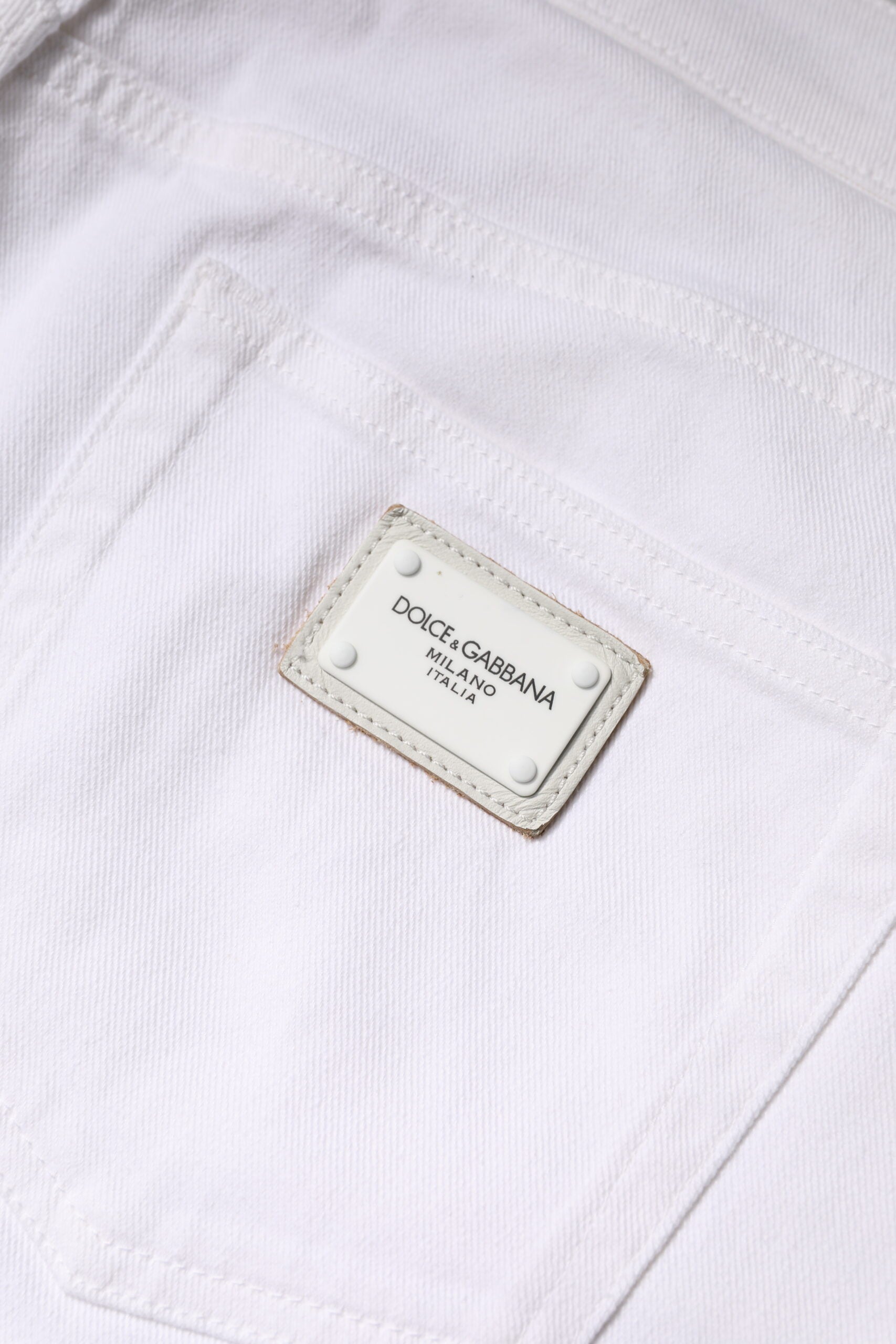 Dolce & Gabbana White Cotton Mid Waist Skinny Denim Jeans