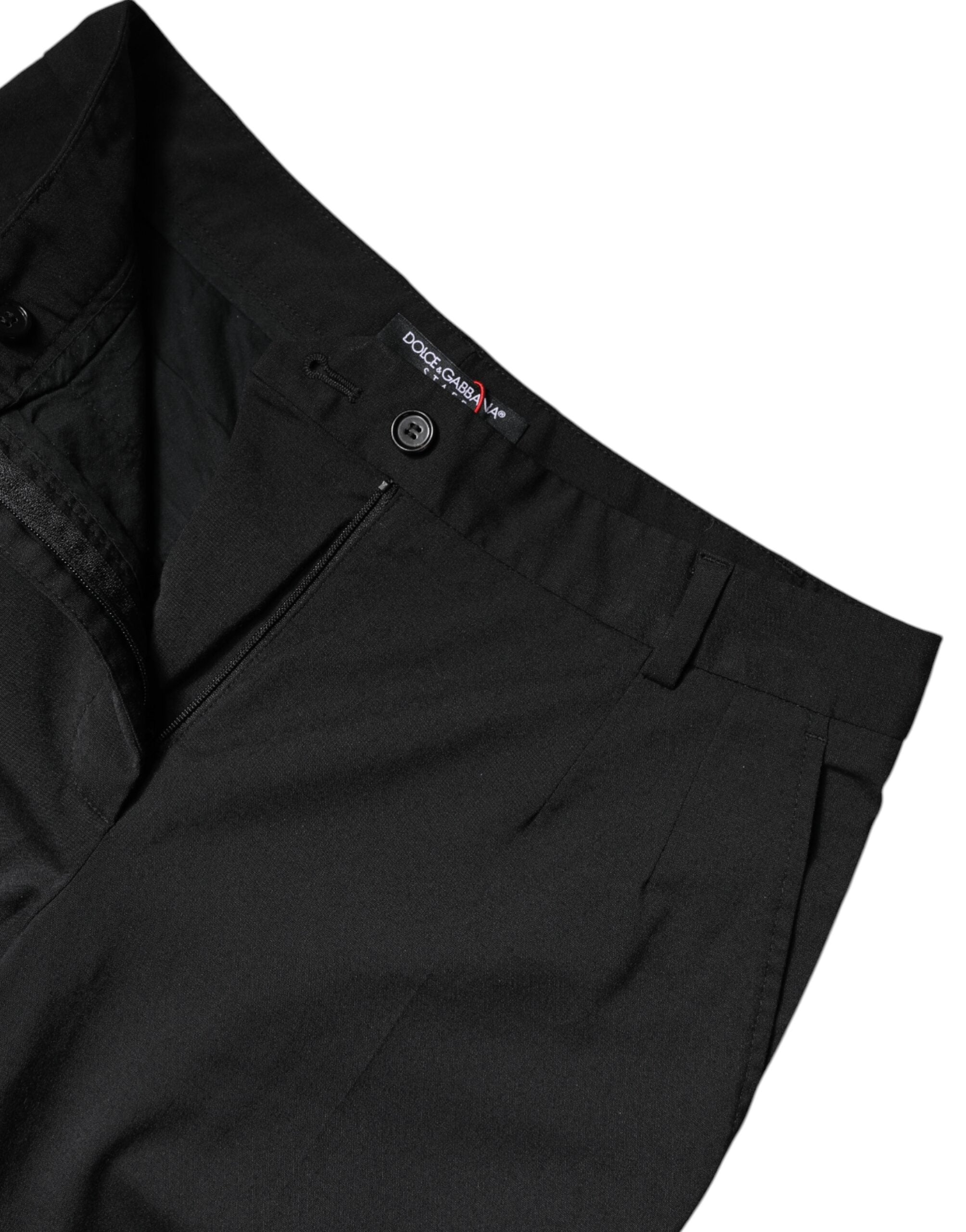 Dolce & Gabbana Black Polyester High Waist Slim Pants