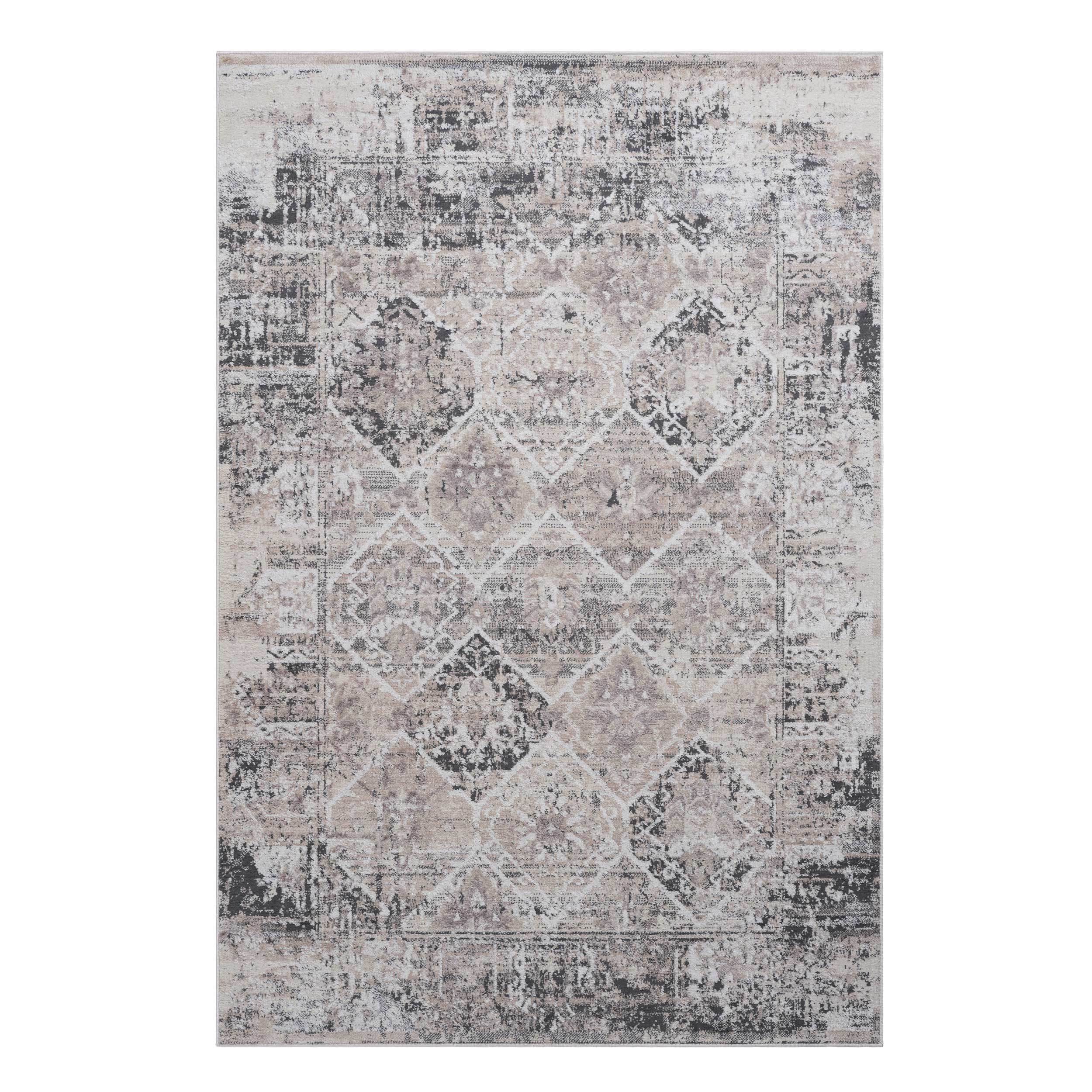 NAAR PAYAS Collection 8X10 Cream / Anthracite / Traditional Area Rug