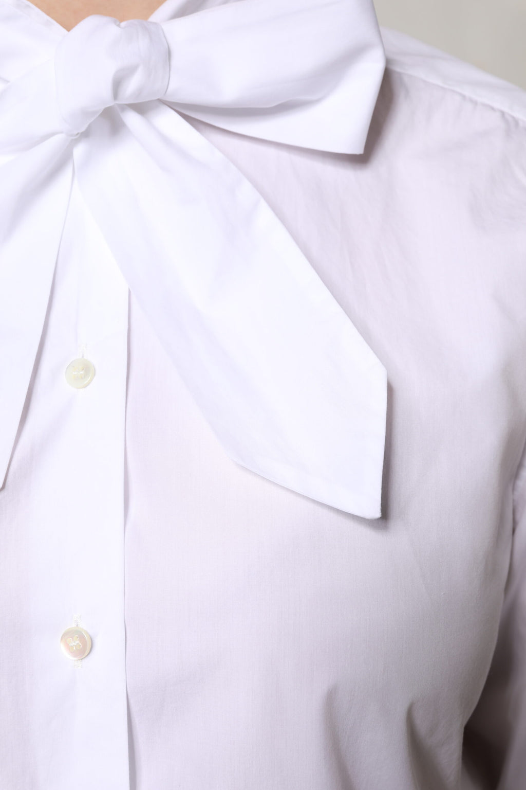 Dolce & Gabbana White Ascot Collar Long Sleeve Blouse Top