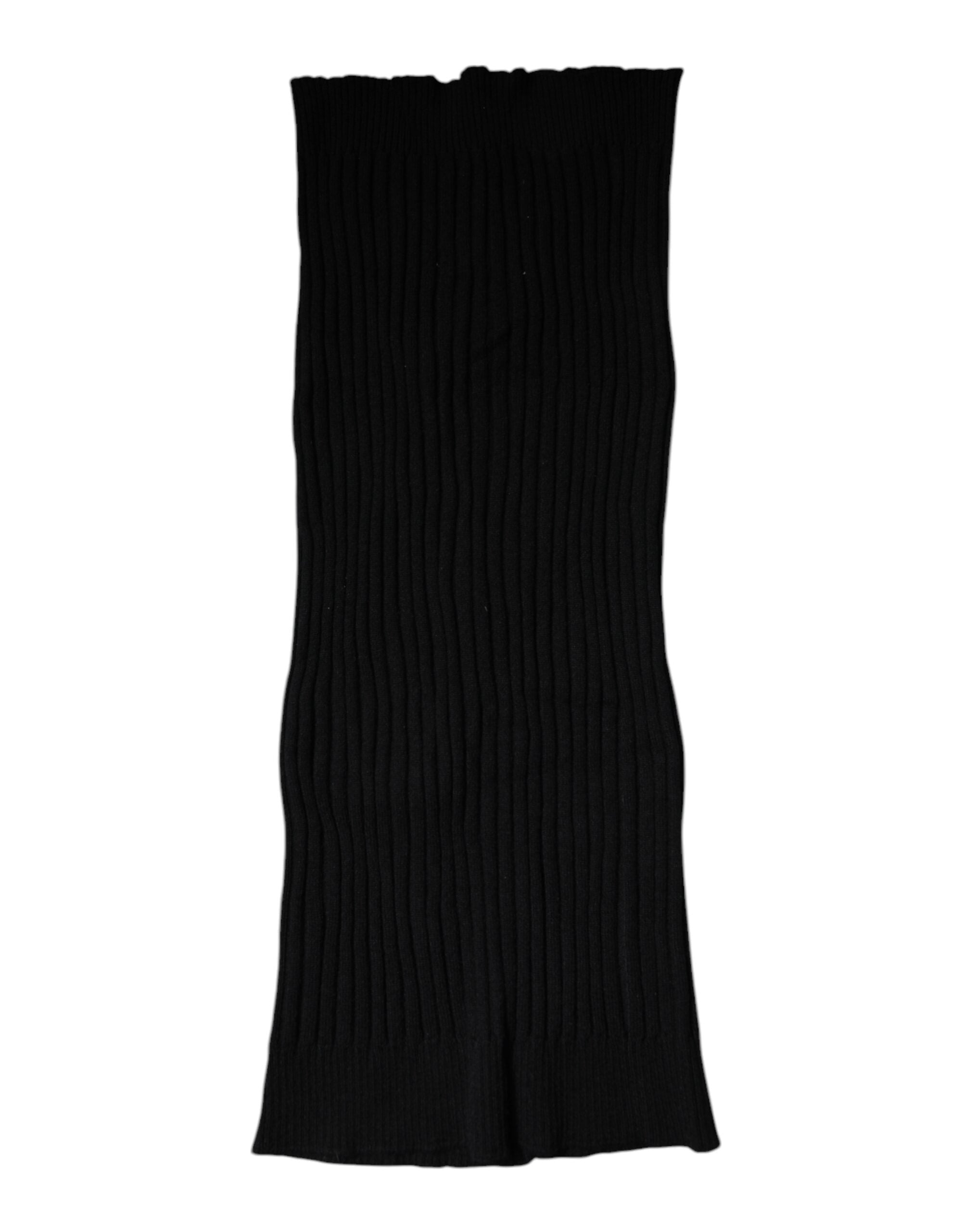 Dolce & Gabbana Black Cashmere Knitted Neck Warmer Foulard Scarf