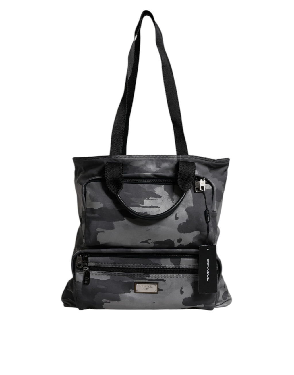 Dolce & Gabbana Black Camouflage Shoulder Strap Logo Plaque Bag