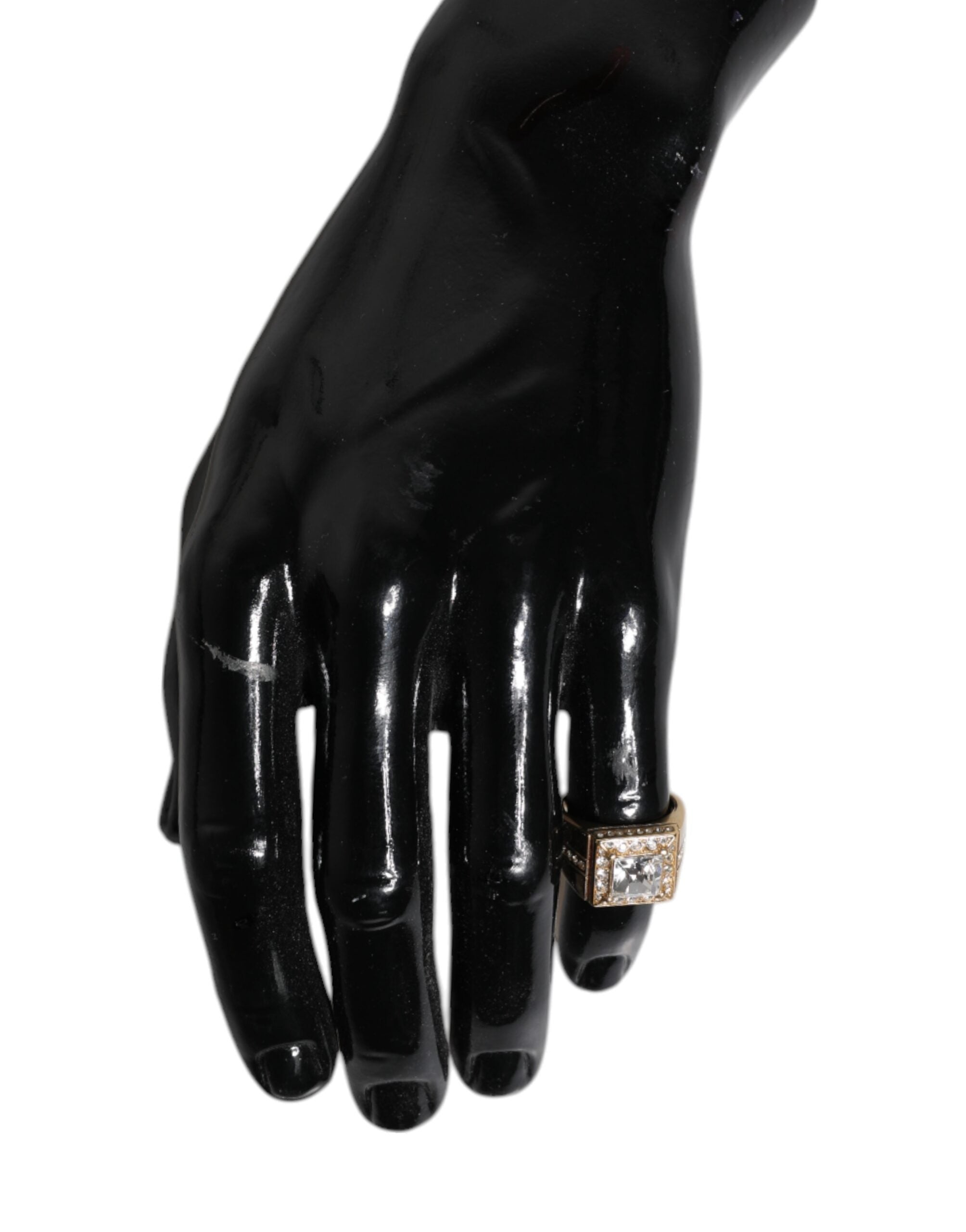 Dolce & Gabbana Gold Tone Sterling Silver 925 Crystals Ring