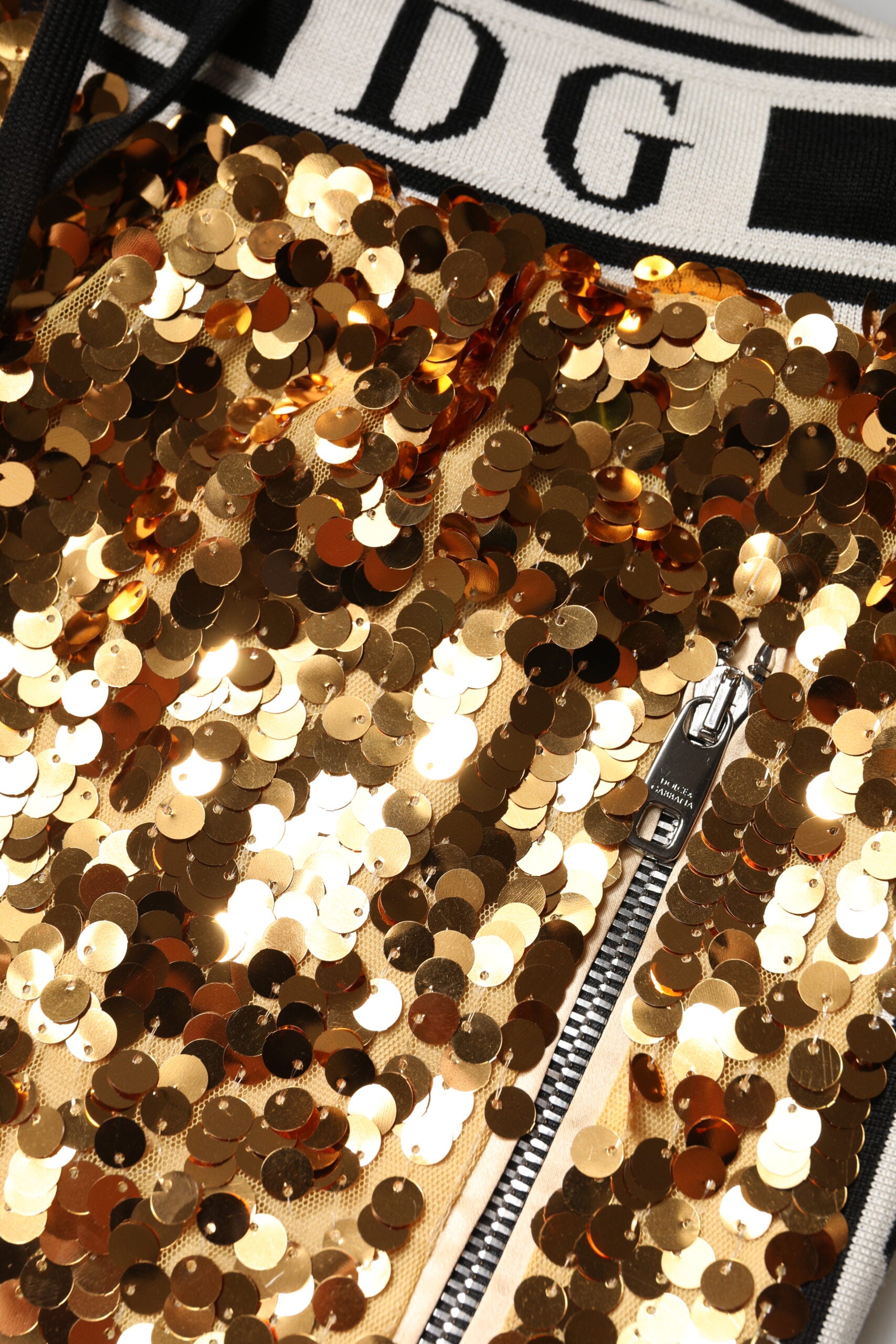 Dolce & Gabbana Metallic Gold DG Logo Sequined Jogger Pants