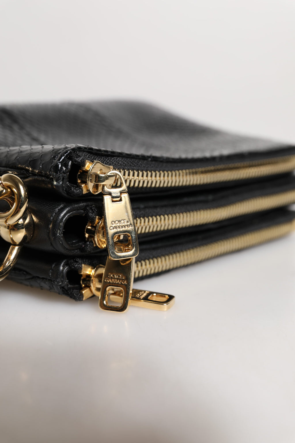 Dolce & Gabbana Black Exotic Leather Shoulder Sling Clutch Bag