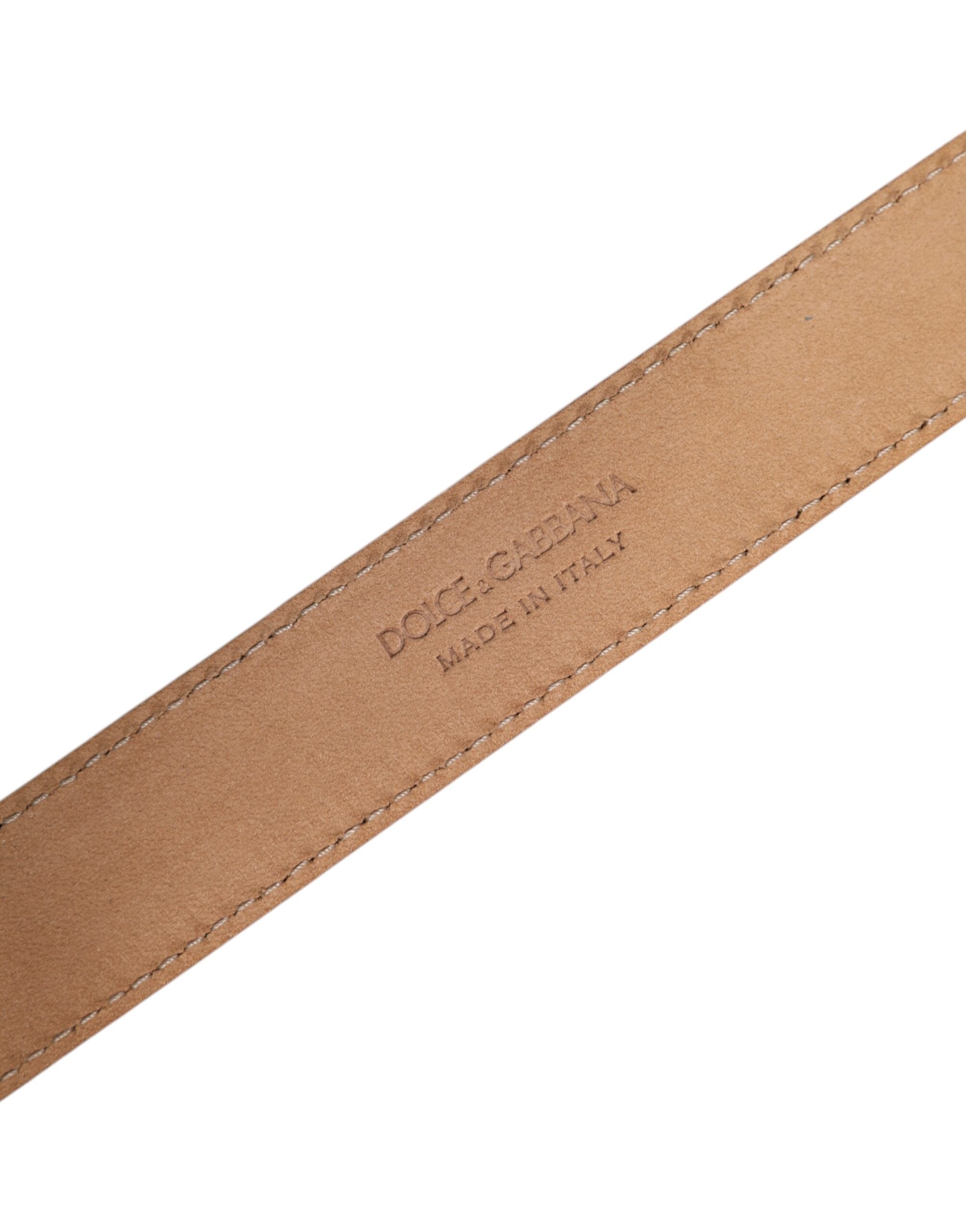 Dolce & Gabbana Metallic Yellow Leather Metal Logo Buckle Belt