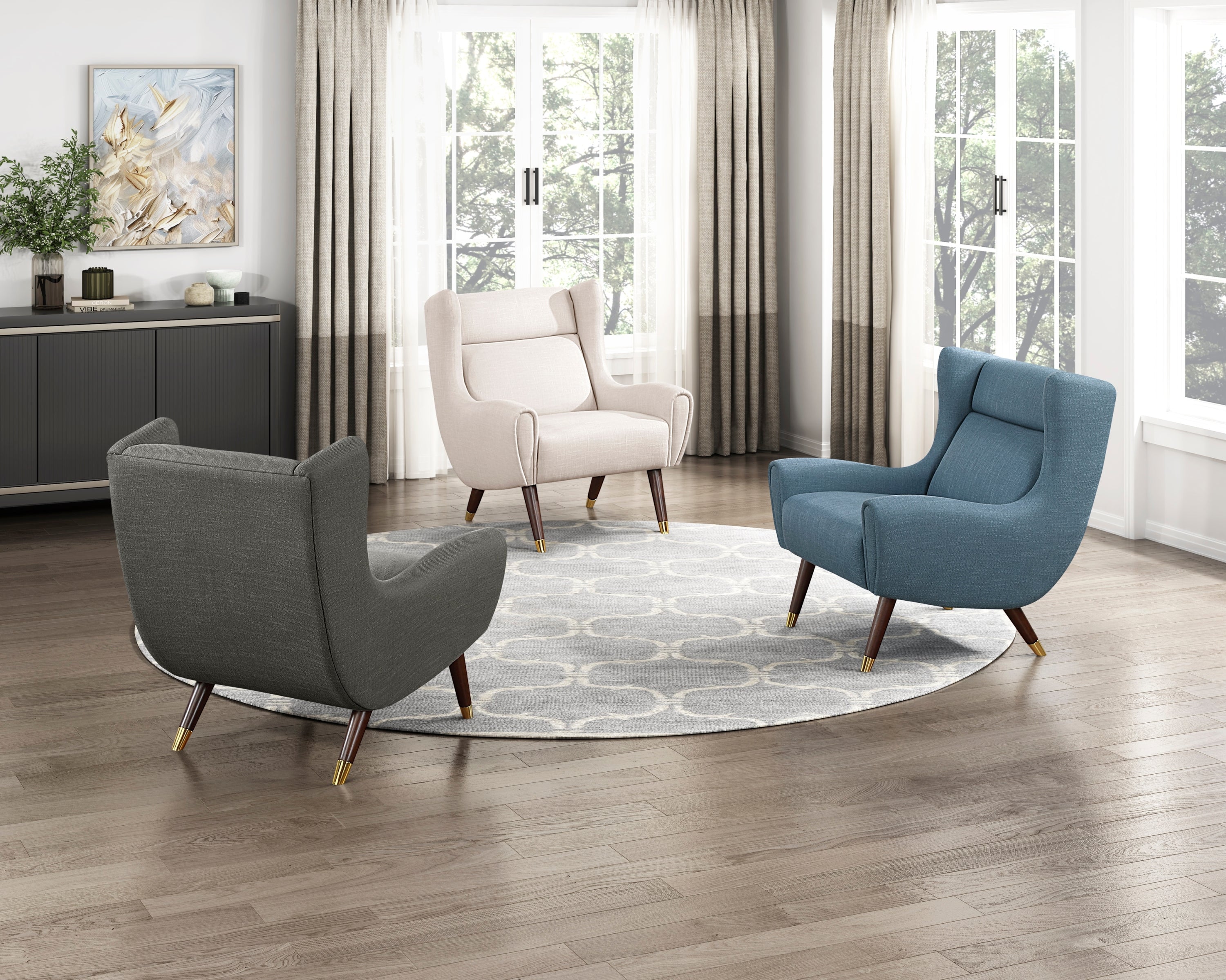 Modern Wingback Upholstered Dark Gray Accent Chair 1pc Solid Wood Sleek Design Luxury Furniture