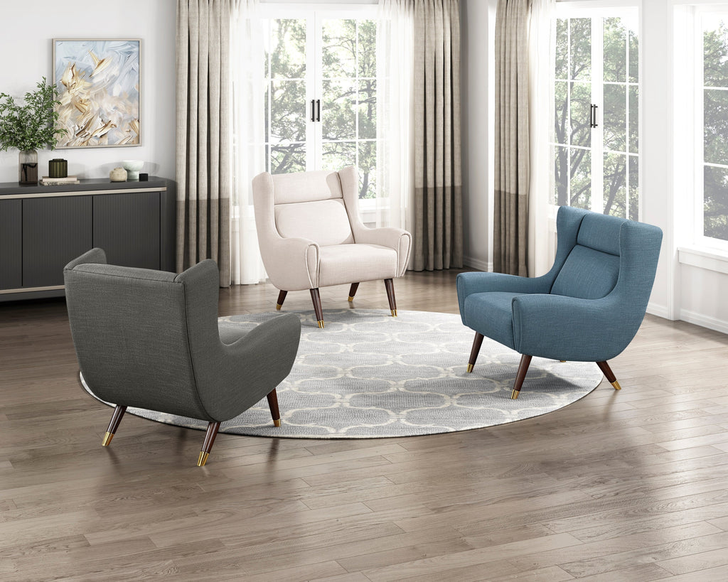 Modern Wingback Upholstered Beige Accent Chair 1pc Solid Wood Sleek Design Luxury Furniture