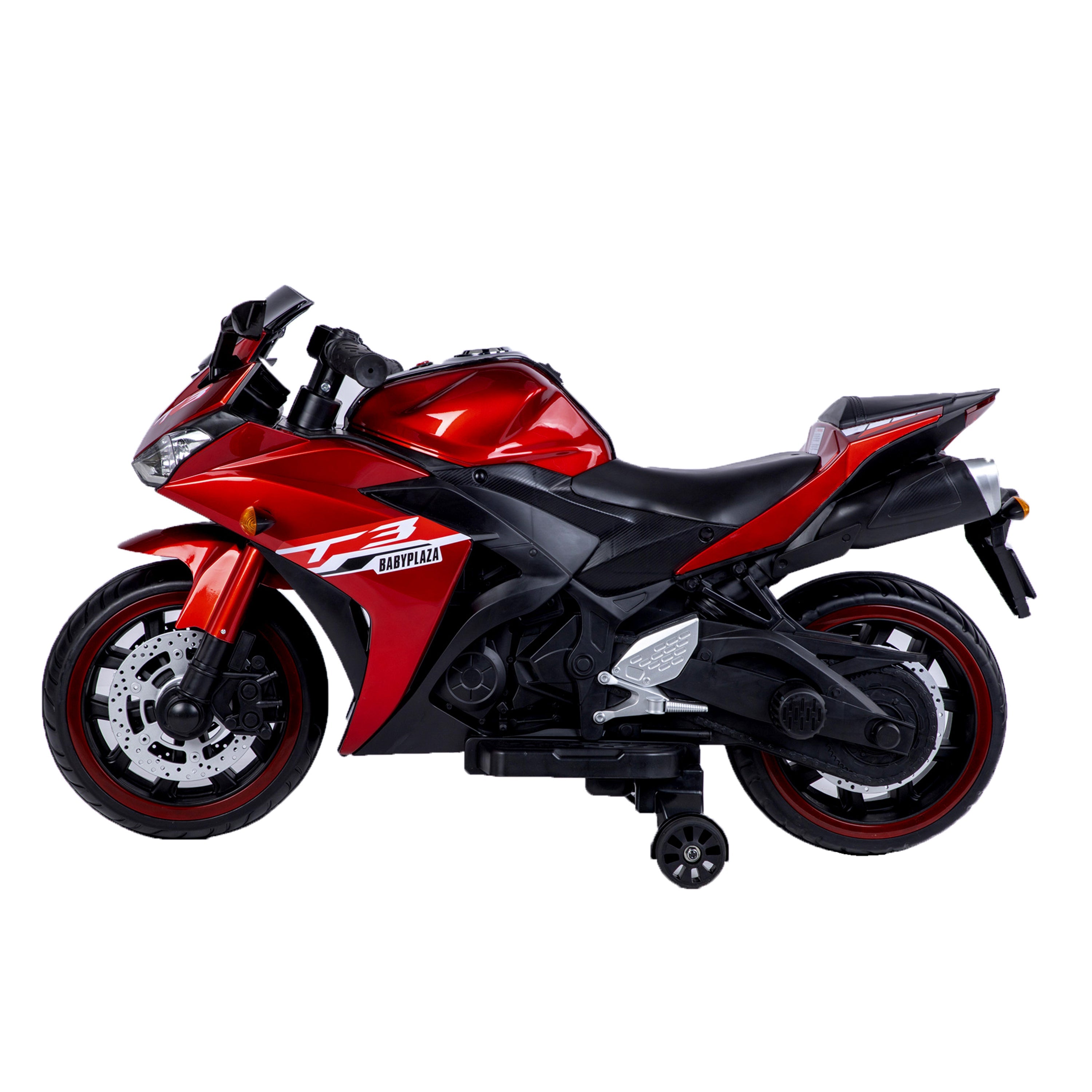 Kids 12V Motorcycle with Training Wheels, Manual Throttle, and Lighting Wheels for Boys and Girls Ages 3-6