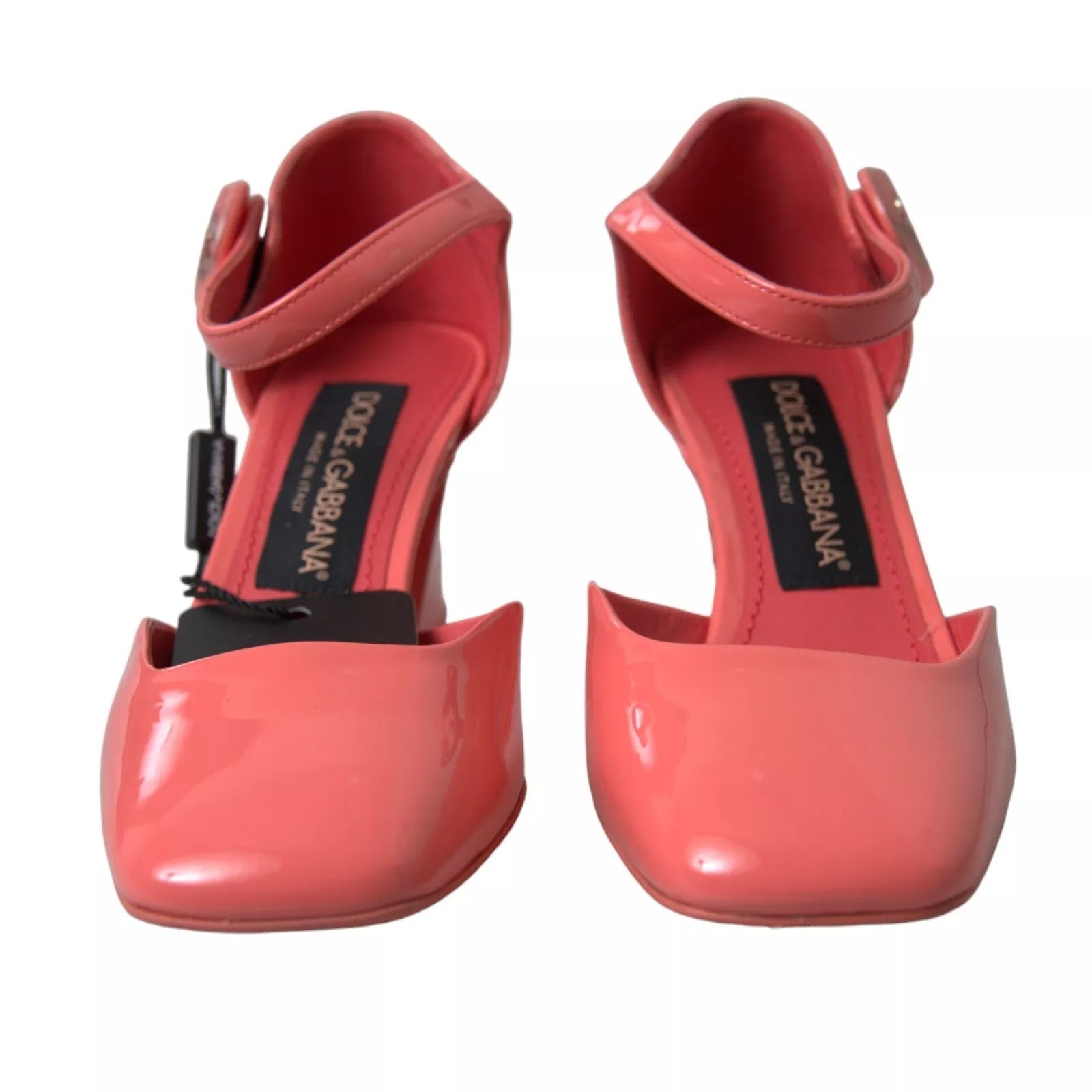 Dolce & Gabbana Peach Leather Ankle Strap Heels Sandals Shoes