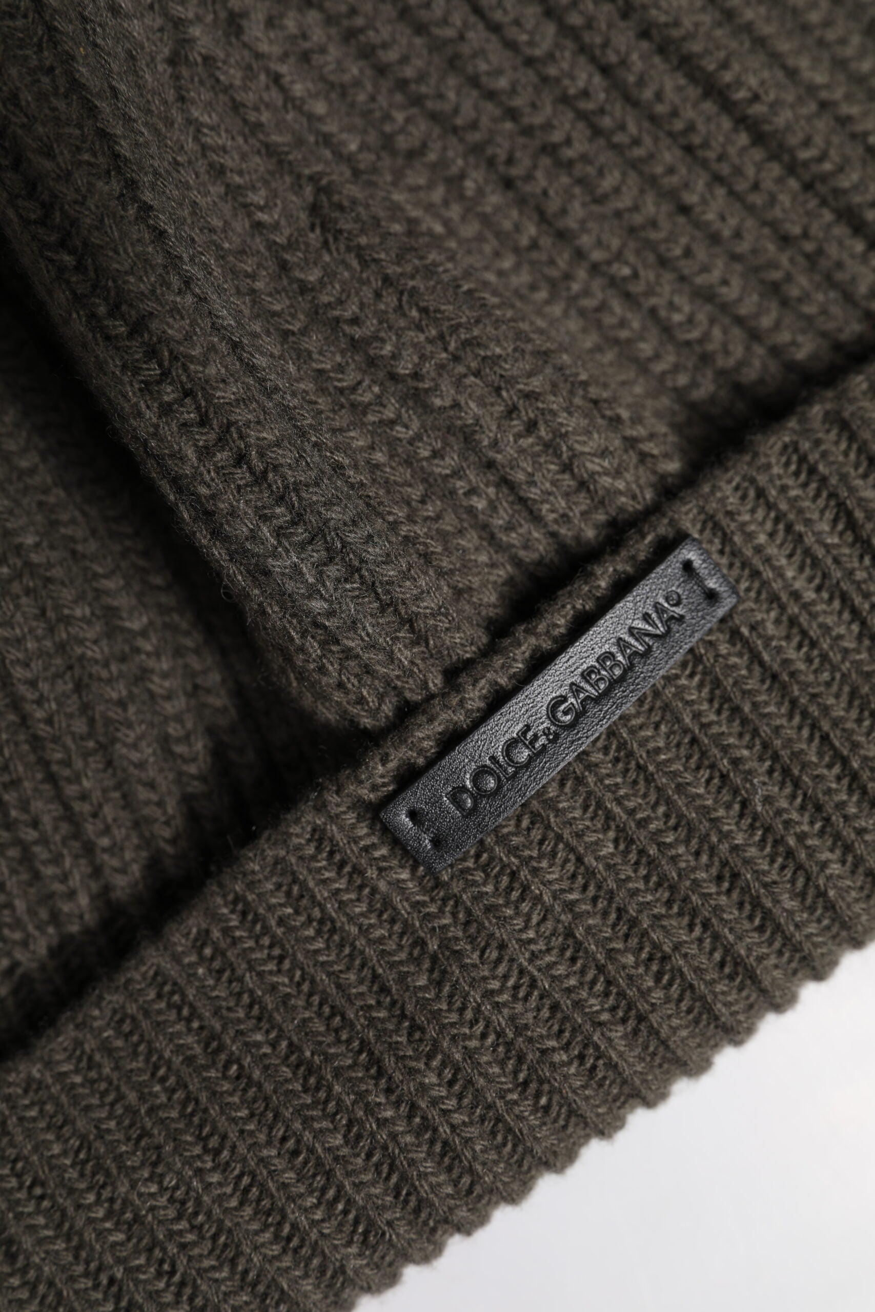 Dolce & Gabbana Green Wool DG Plaque Knitted Winter Beanie Hat