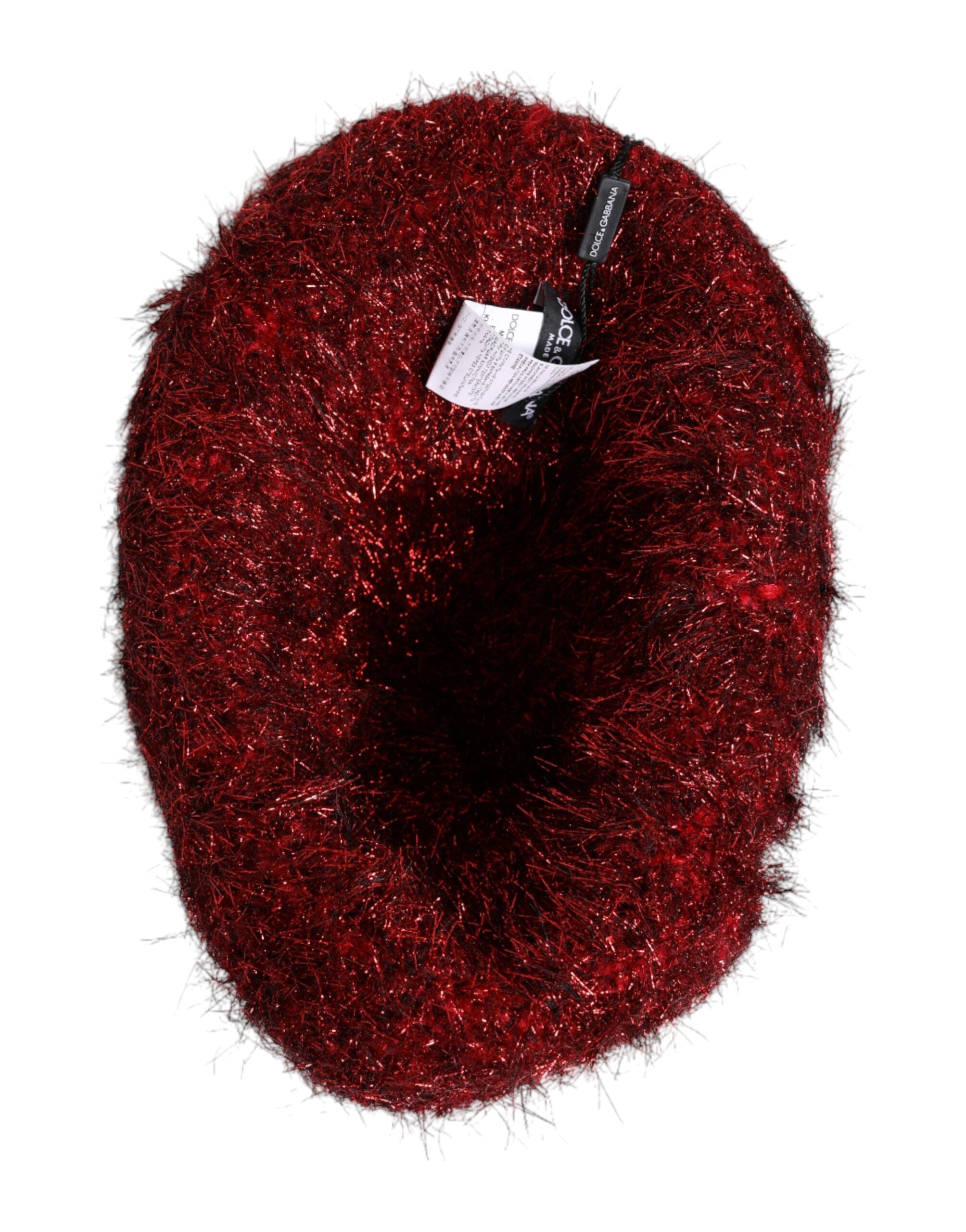 Dolce & Gabbana Red Viscose Tinsel Wide Brim Bucket Hat