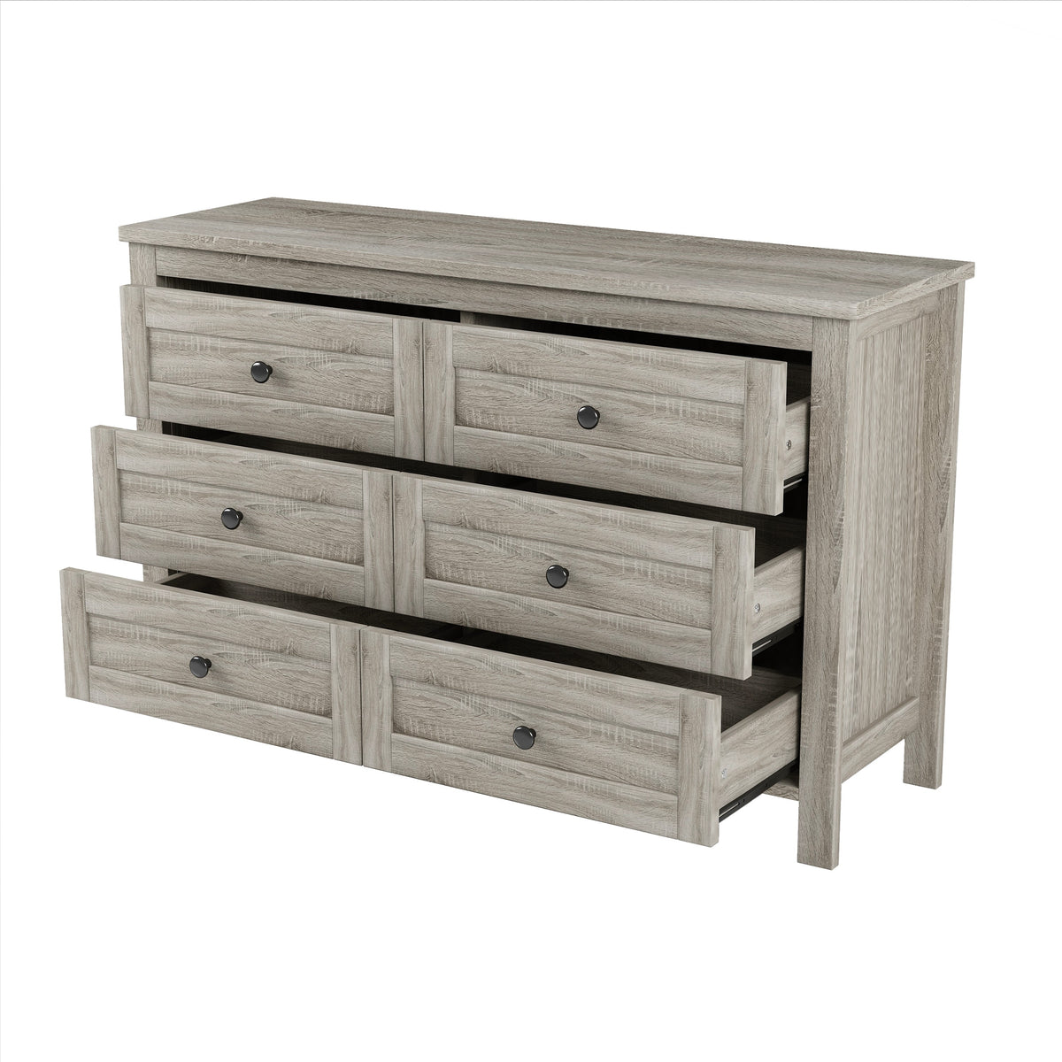 3-Pieces Bedroom Sets Queen Size Farmhouse Platform Bed with Double Sliding Door Storage Headboard and Charging Station, Storage Nightstand and Dresser, Antique Gray(Old SKU HL000092AAG)