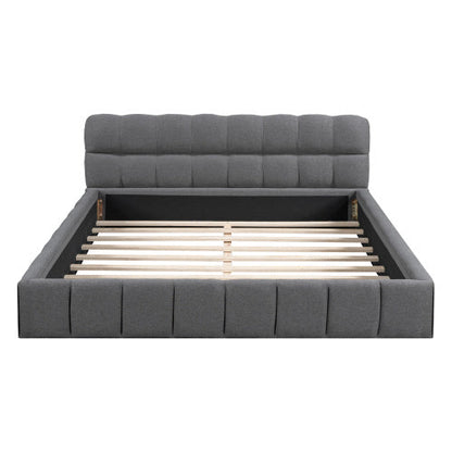 LuneluX_Home – 81.7" Upholstered Double Bed with Soft Linen Backrest