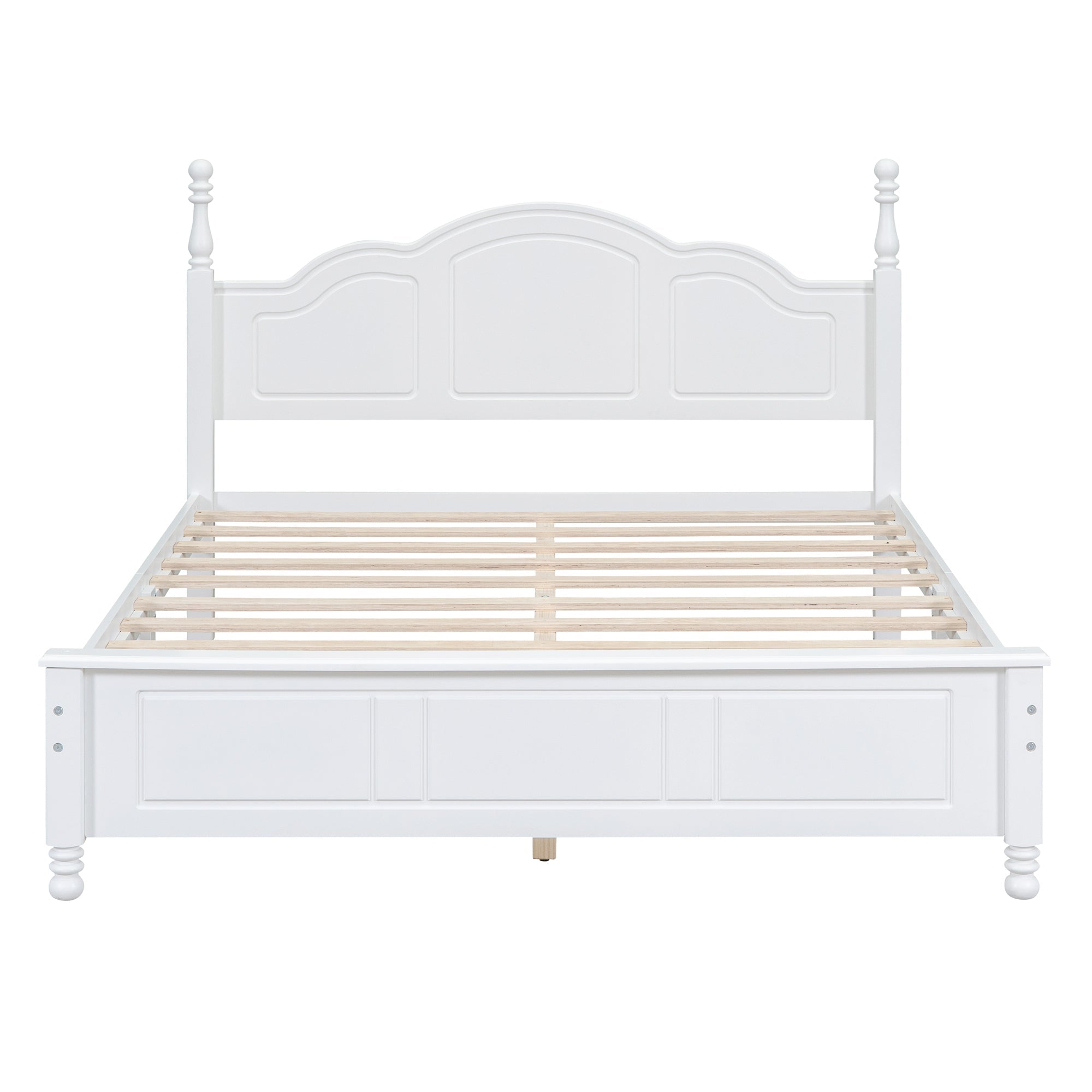 3-Pieces Bedroom Sets,Queen Size Wood Platform Bed  and Two Nightstands-White