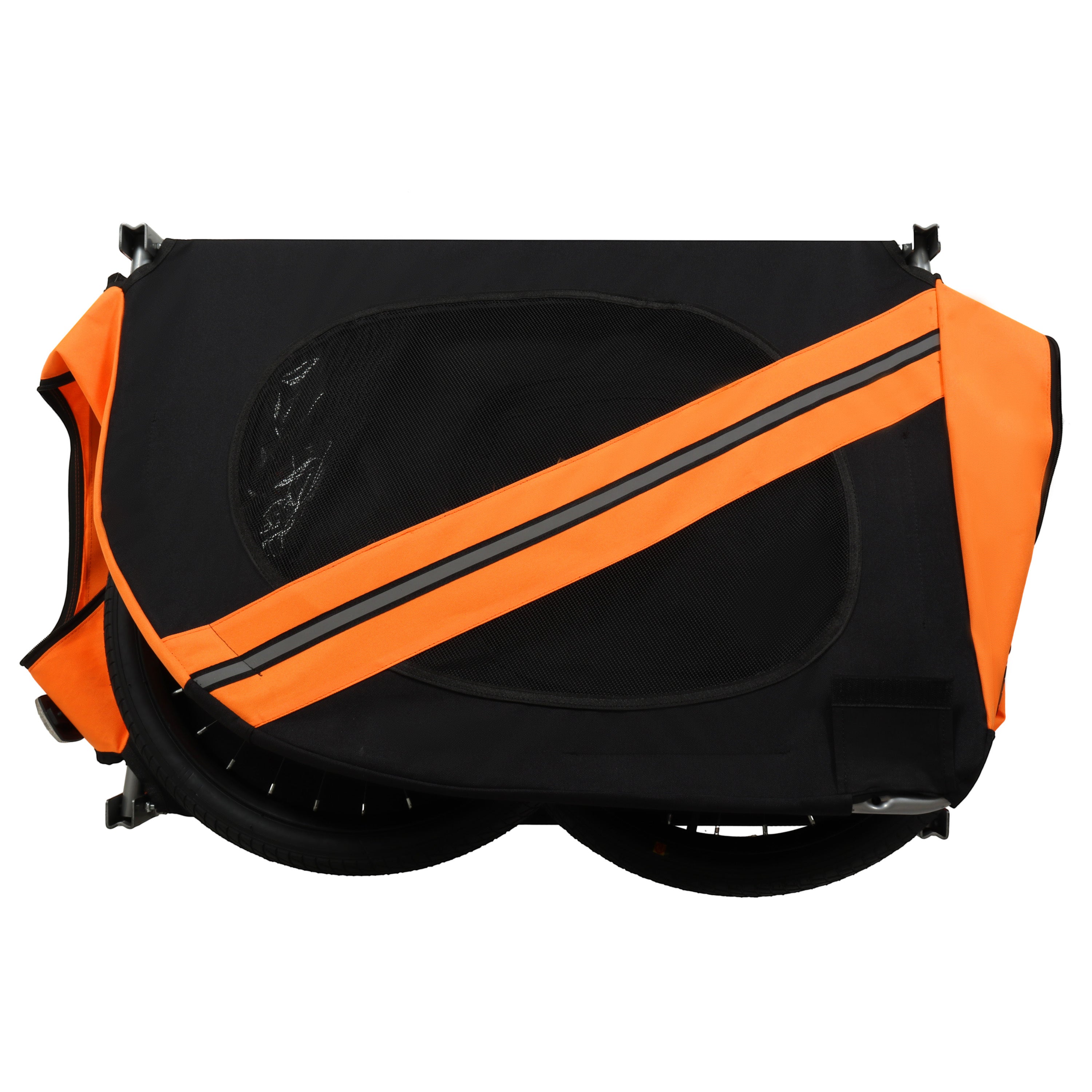 Large Folding Bike Trailer for Dogs – 66LB Capacity All-Terrain Pet Carrier, Durable Steel Frame for Cycling, Jogging, Camping & Outdoor Adventures, Black-Orange