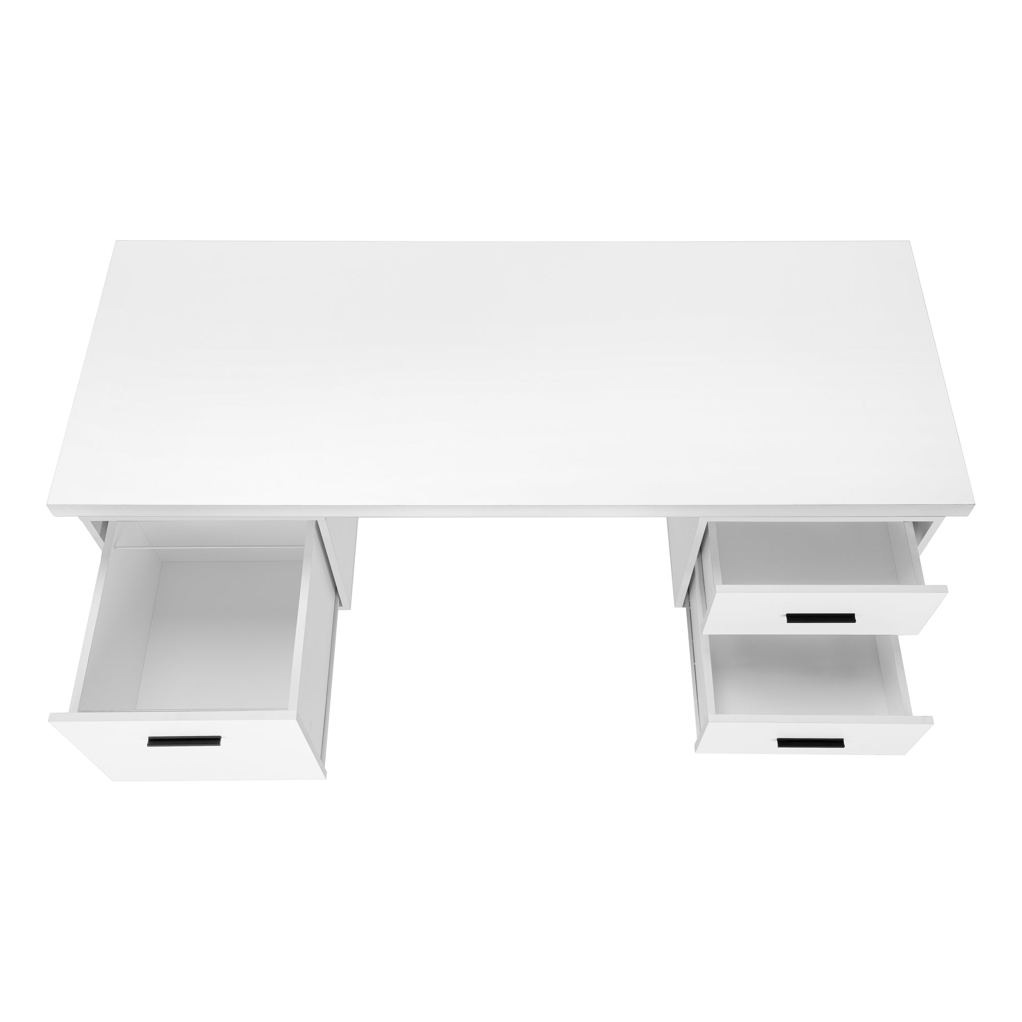Computer Desk, Home Office, Laptop, Left, Right Set-up, Storage Drawers, 60'l, Work, White Laminate, Black Metal, Contemporary, Modern