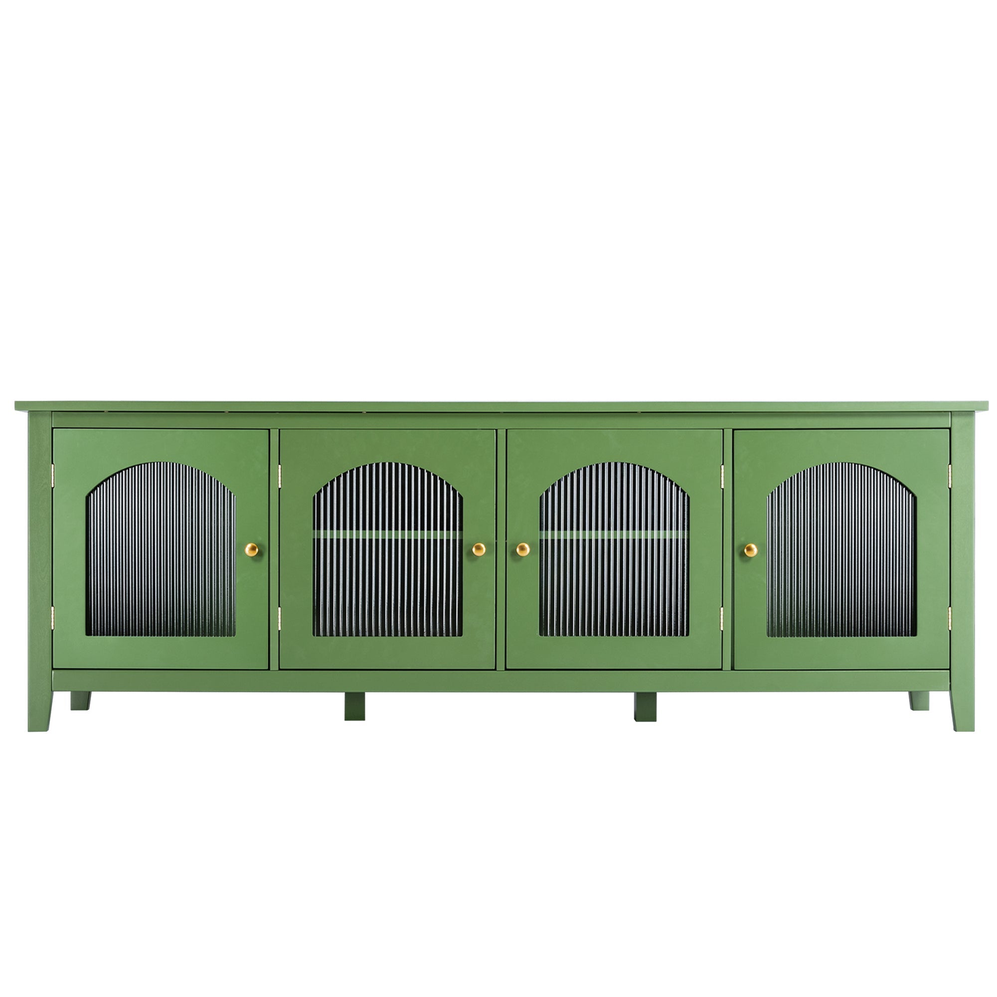 Stylish Antique Green TV Cabinet with Solid Wood Frame and Changhong Glass Door, 71-inch