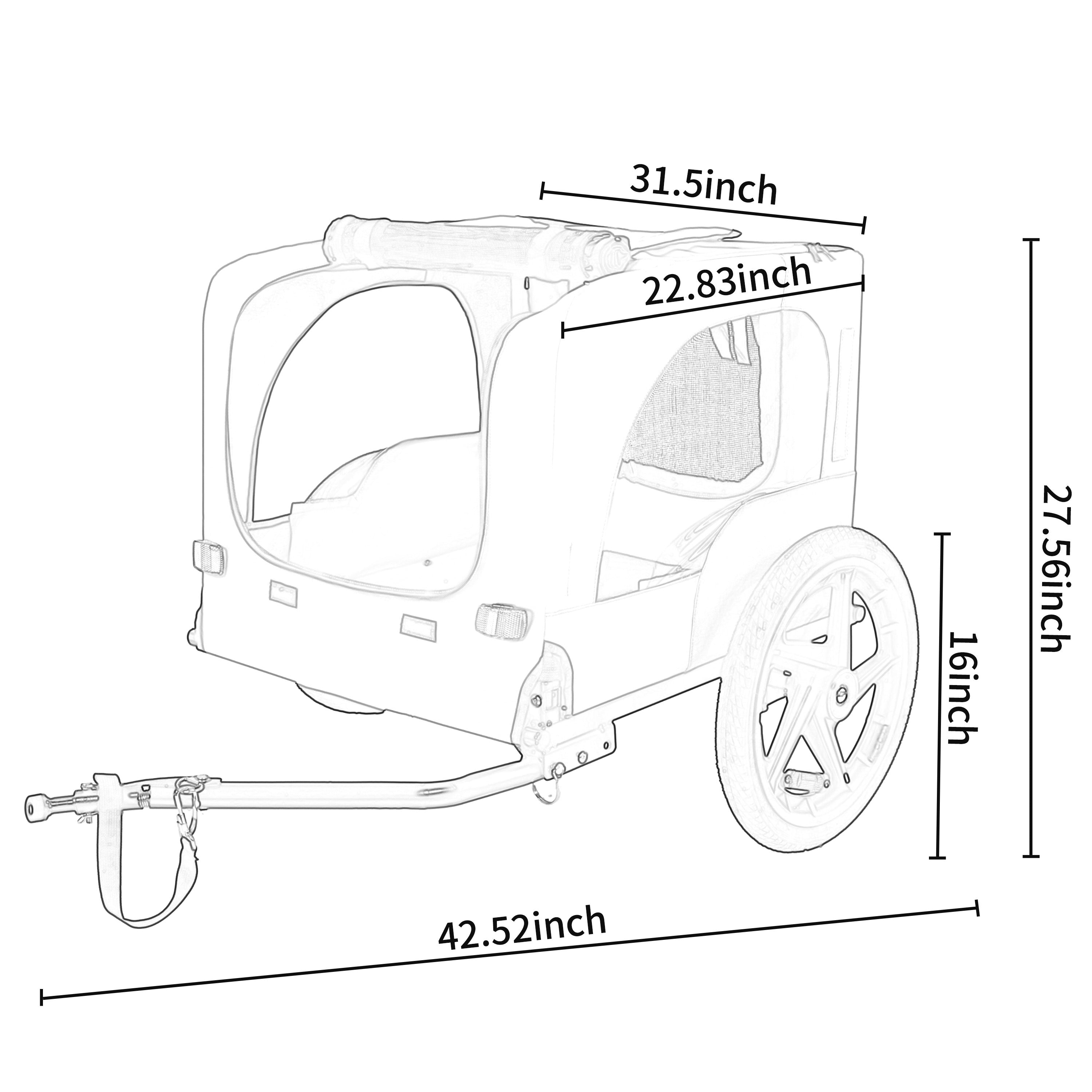 Pet Bike Trailer Dog Cart for Bicycle, Suitable for Small and Medium Pets, Easy Folding Cart Frame, Quick Release Wheel, Non-Slip Floor, Internal Leash