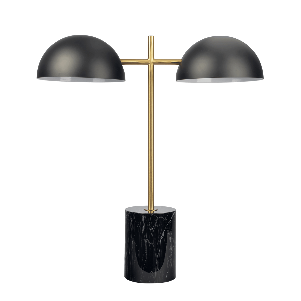 Nova Hydro Black Table Lamp with On/Off Switch Double Lamp with Faux Marble Base