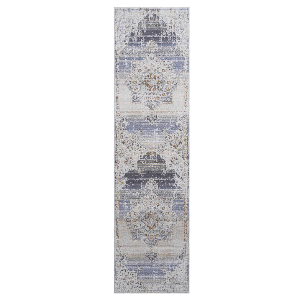 NAAR PAYAS Collection 2X8 Cream / Gold / Medallion Runner Rug