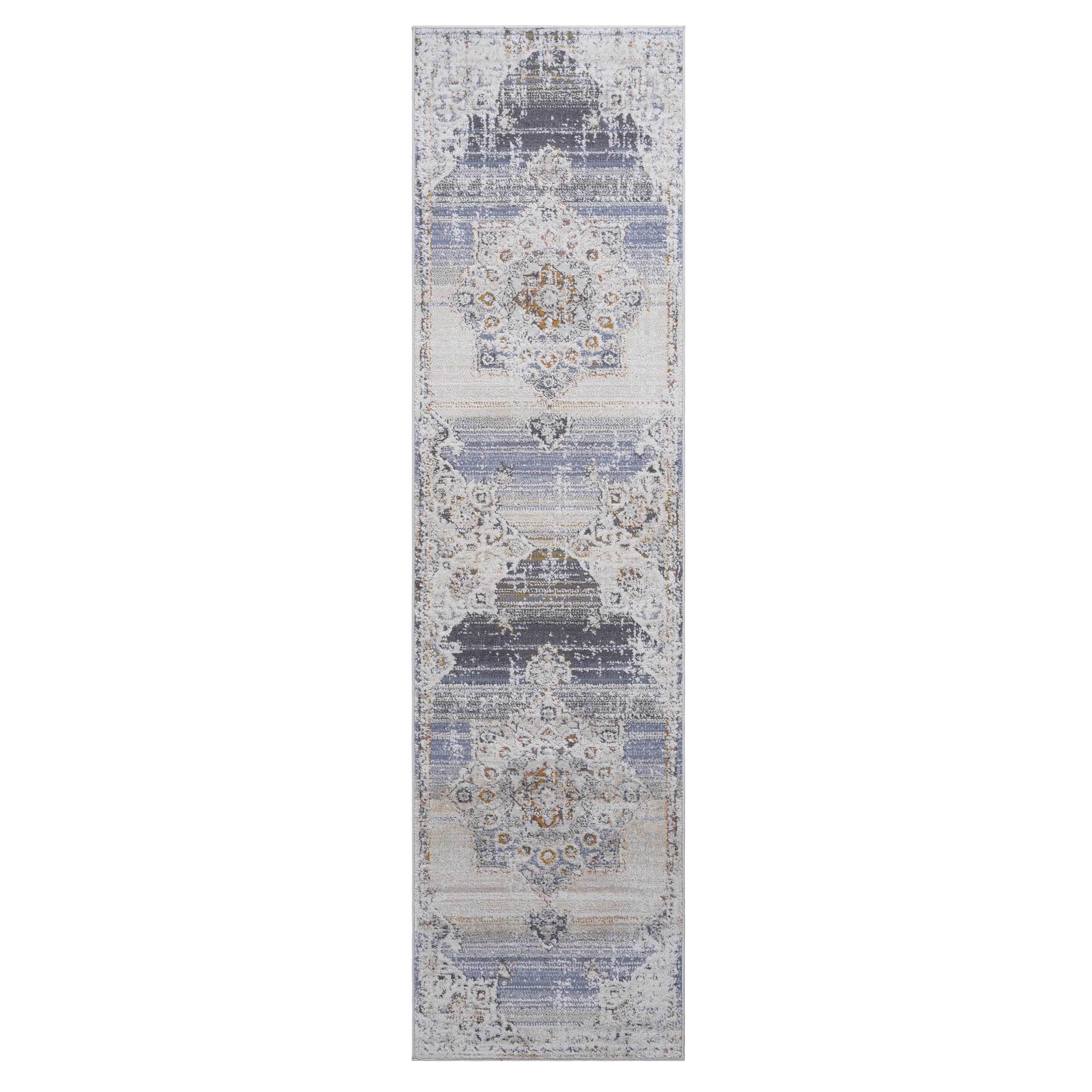 NAAR PAYAS Collection 2X8 Cream / Gold / Medallion Runner Rug
