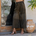 Young Threads Boho Tiered Patch Inserted Denim & Knit Pants