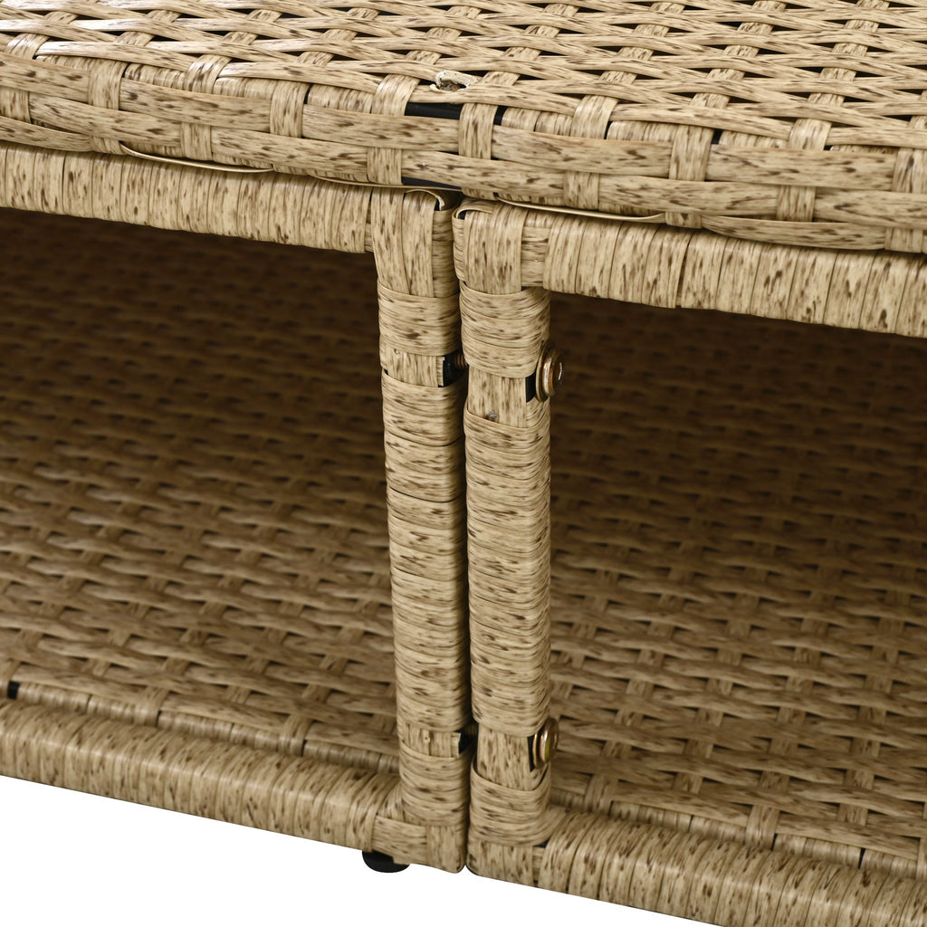 Outdoor Patio Daybed Wicker Rattan Double Daybed with Retractable Canopy, Grey, Polyester Upholstery, 71.7 x 63.4 x 62.2 inches