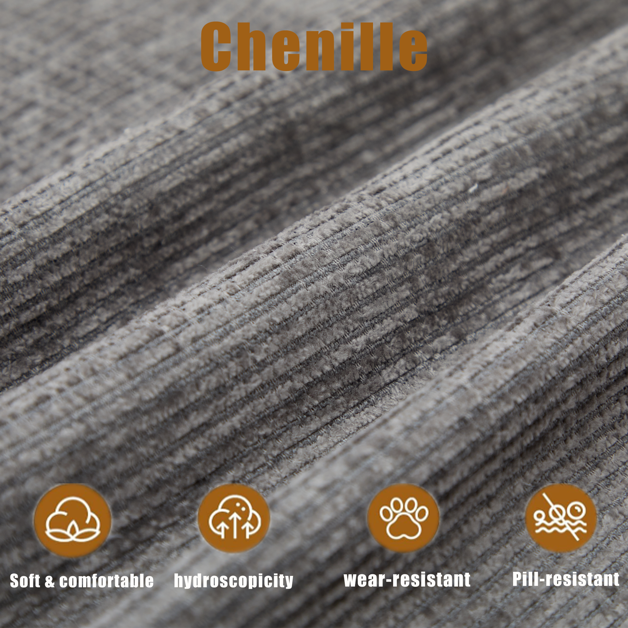 142' L Shaped Modular Sectional Sofa,No Assembly,5 Piece Couch, Convertible Sleeper Couch,Full-Compressed Couch,Free-Combined Couches,5 Seat & Ottoman,Chenille,Gray