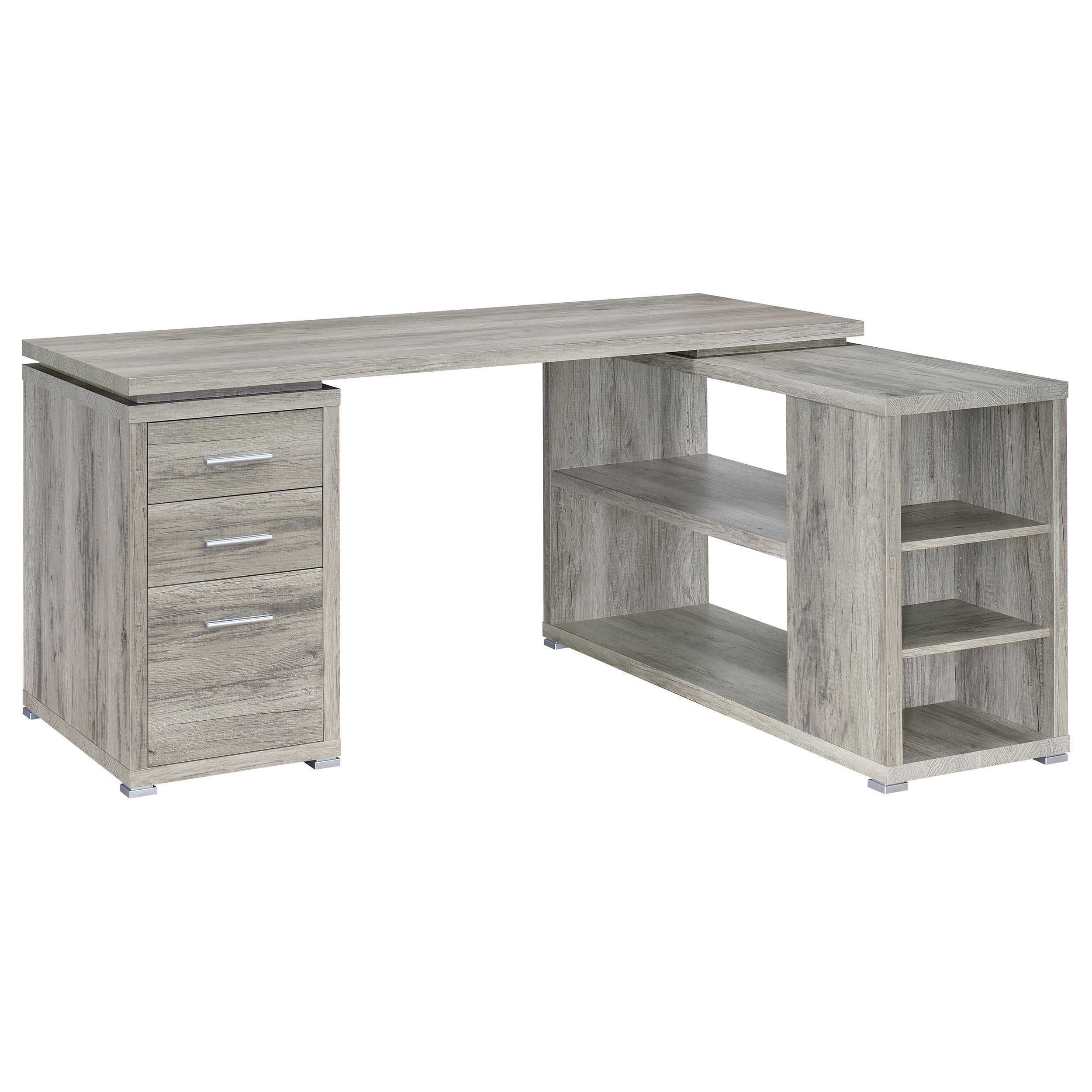 Tona Grey Driftwood 3-Drawer L-shape Desk