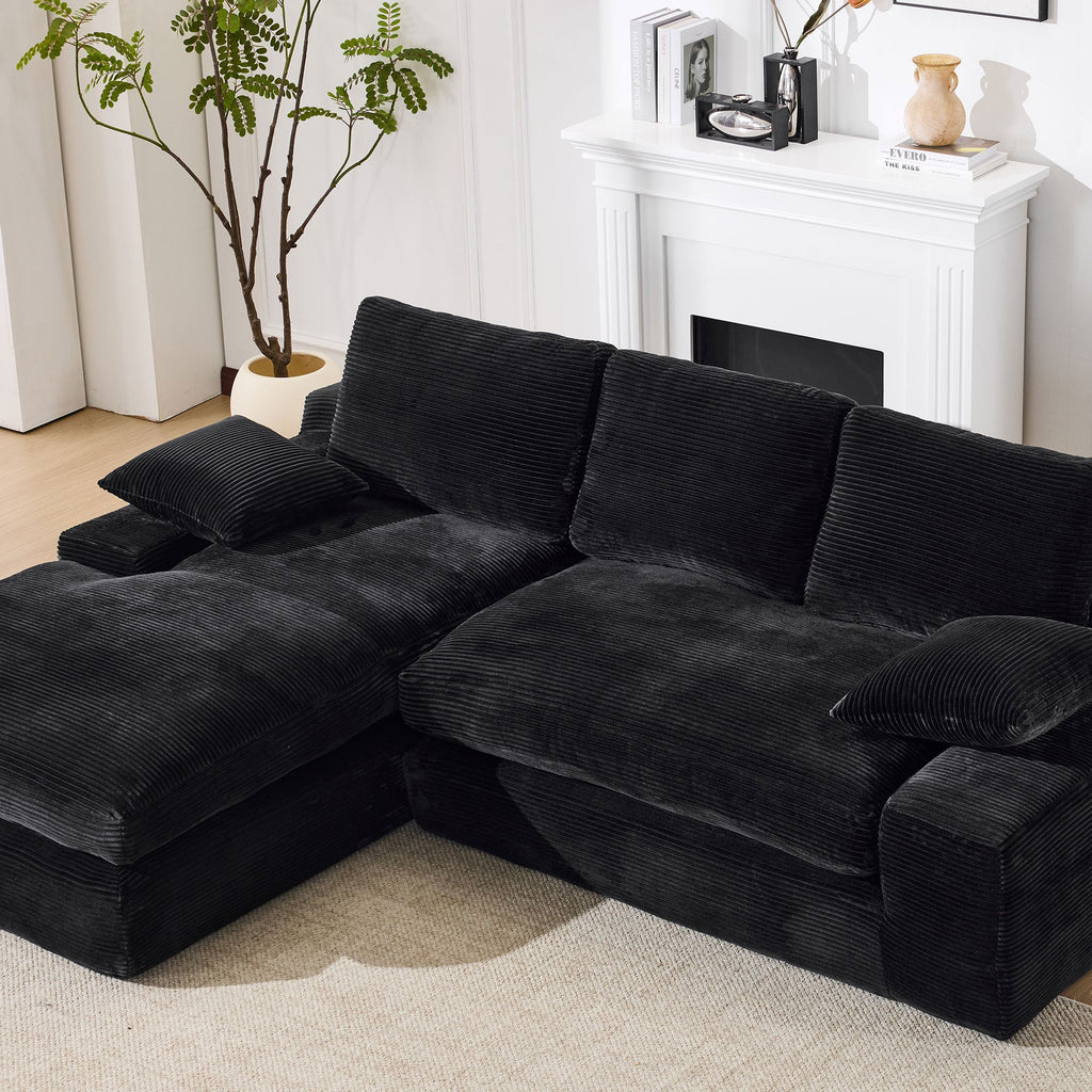 99*69' Modular Sectional Living Room Sofa Set, Modern Minimalist Style Couch, Upholstered Sleeper Sofa for Living Room, Bedroom, 2 PC Free Combination, Installation-free Sofa, L-Shape, Black