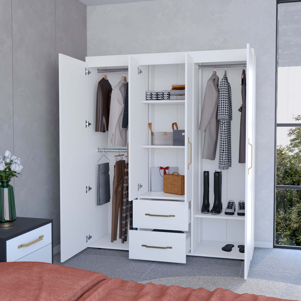 White All-In-One 2-Door Armoire