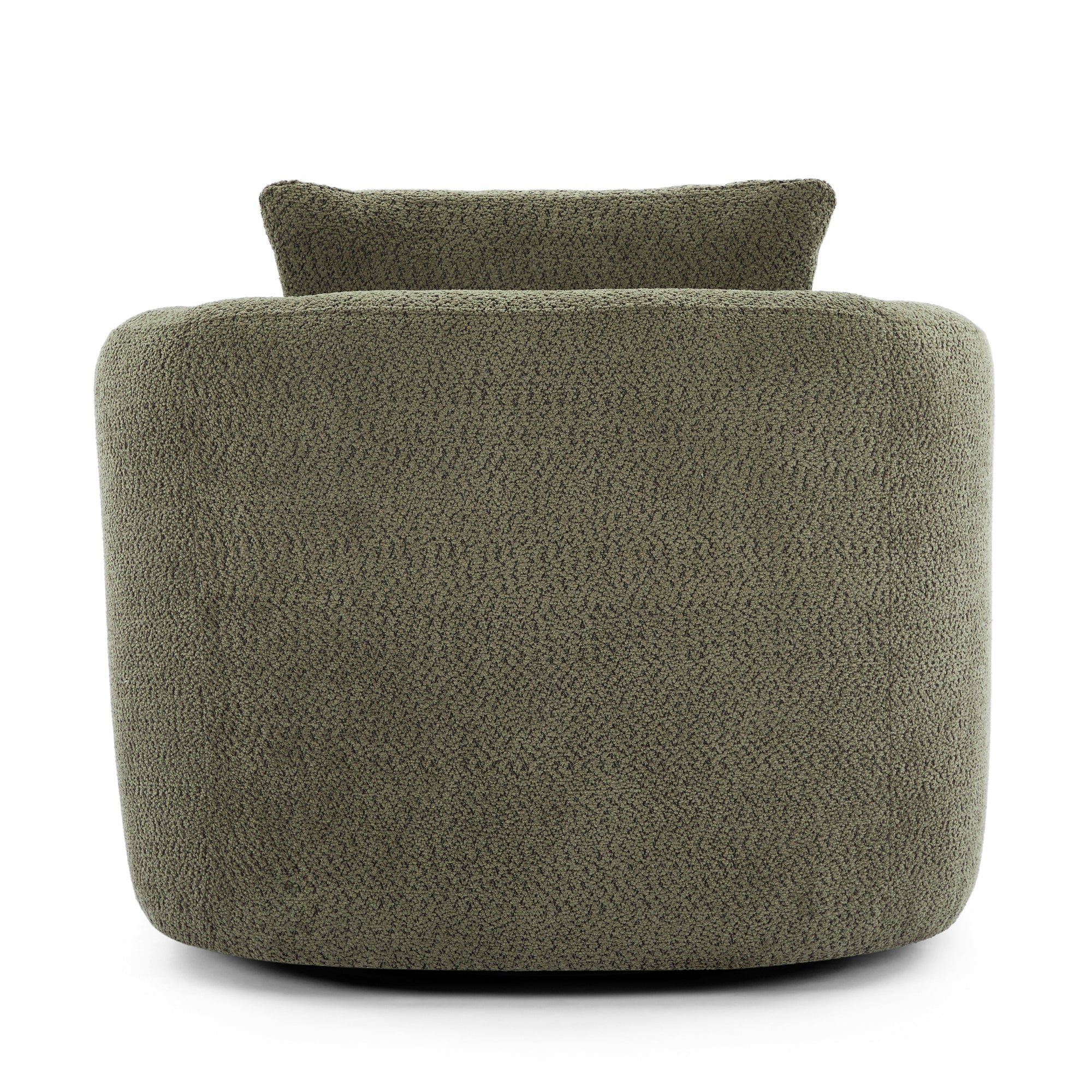 360° Swivel Chair, Chenille Upholstered Barrel Sofa Chair with Throw Pillow, Green, 38.2' for Living Room, Bedroom, Office