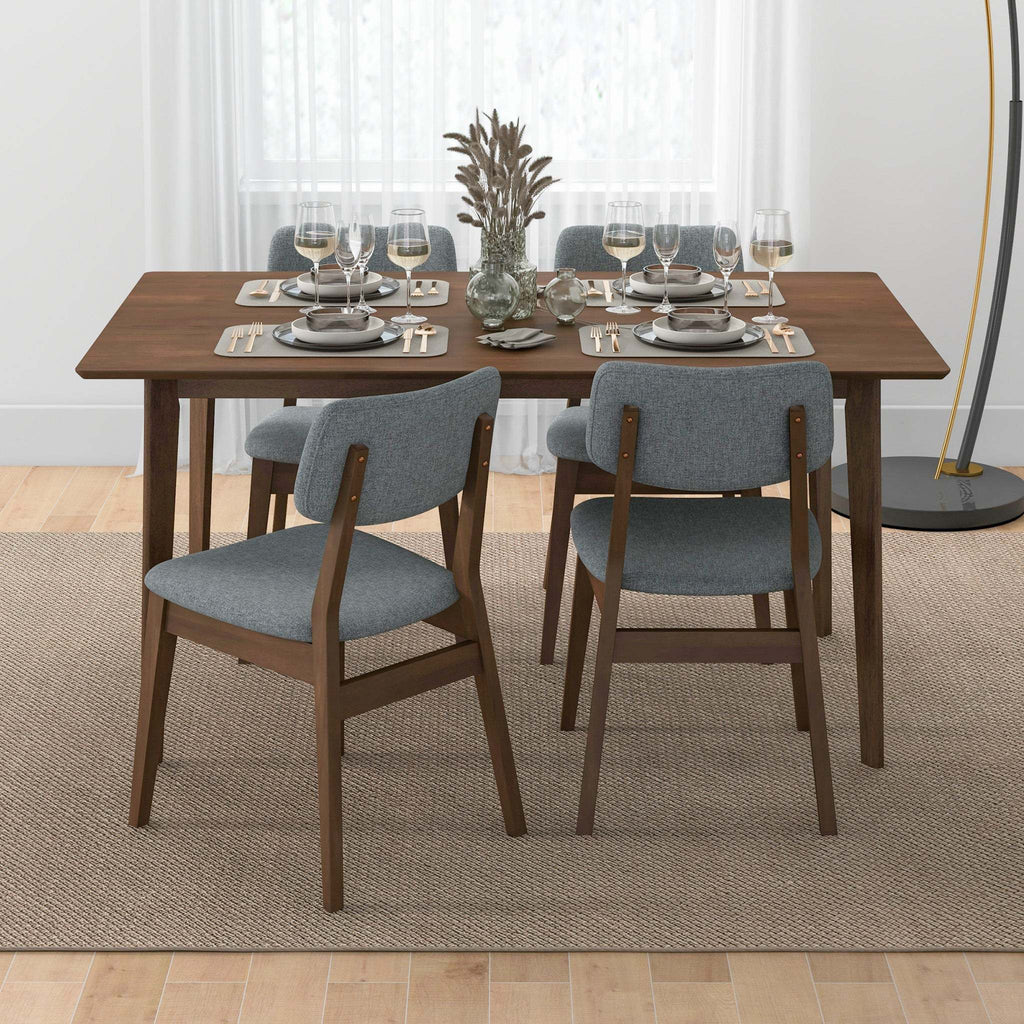 Carlos Mid-Century Modern Solid Wood Dining Table with Beveled Edges in Brown