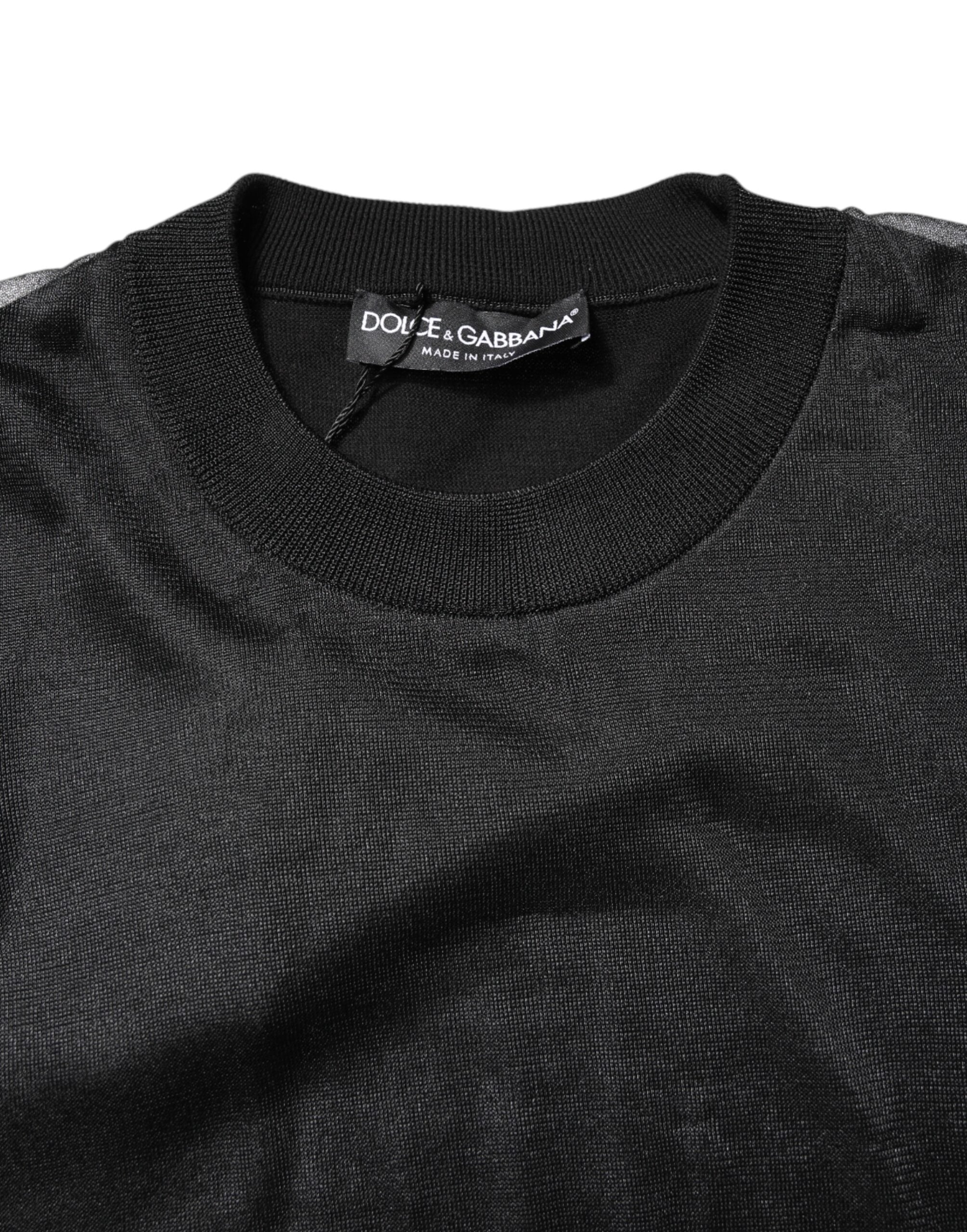 Dolce & Gabbana Black Logo Knitted Crewneck Pullover Sweater